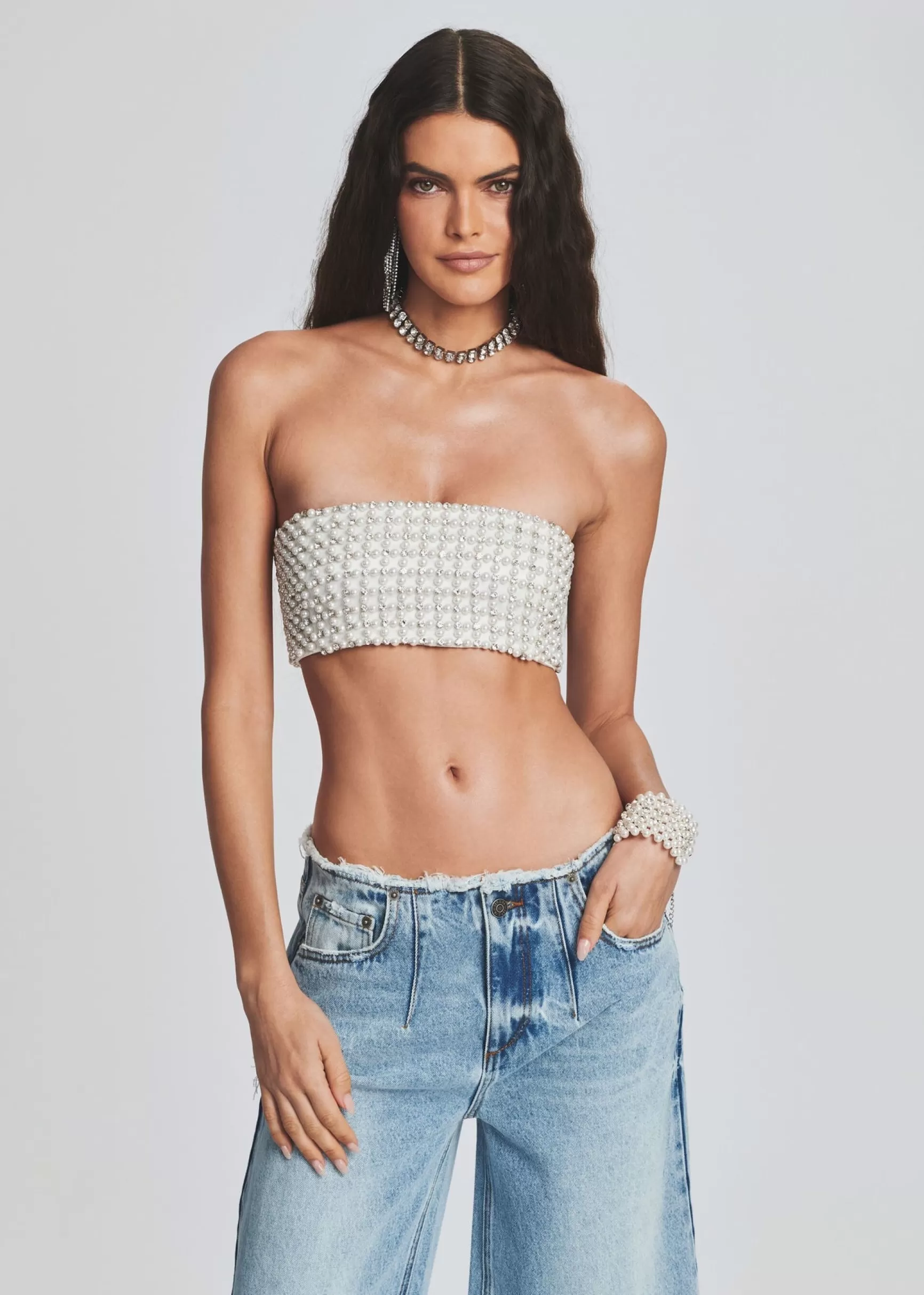 Bachelorette Party*Retrofete Frenchie Pearl Bra White/Silver