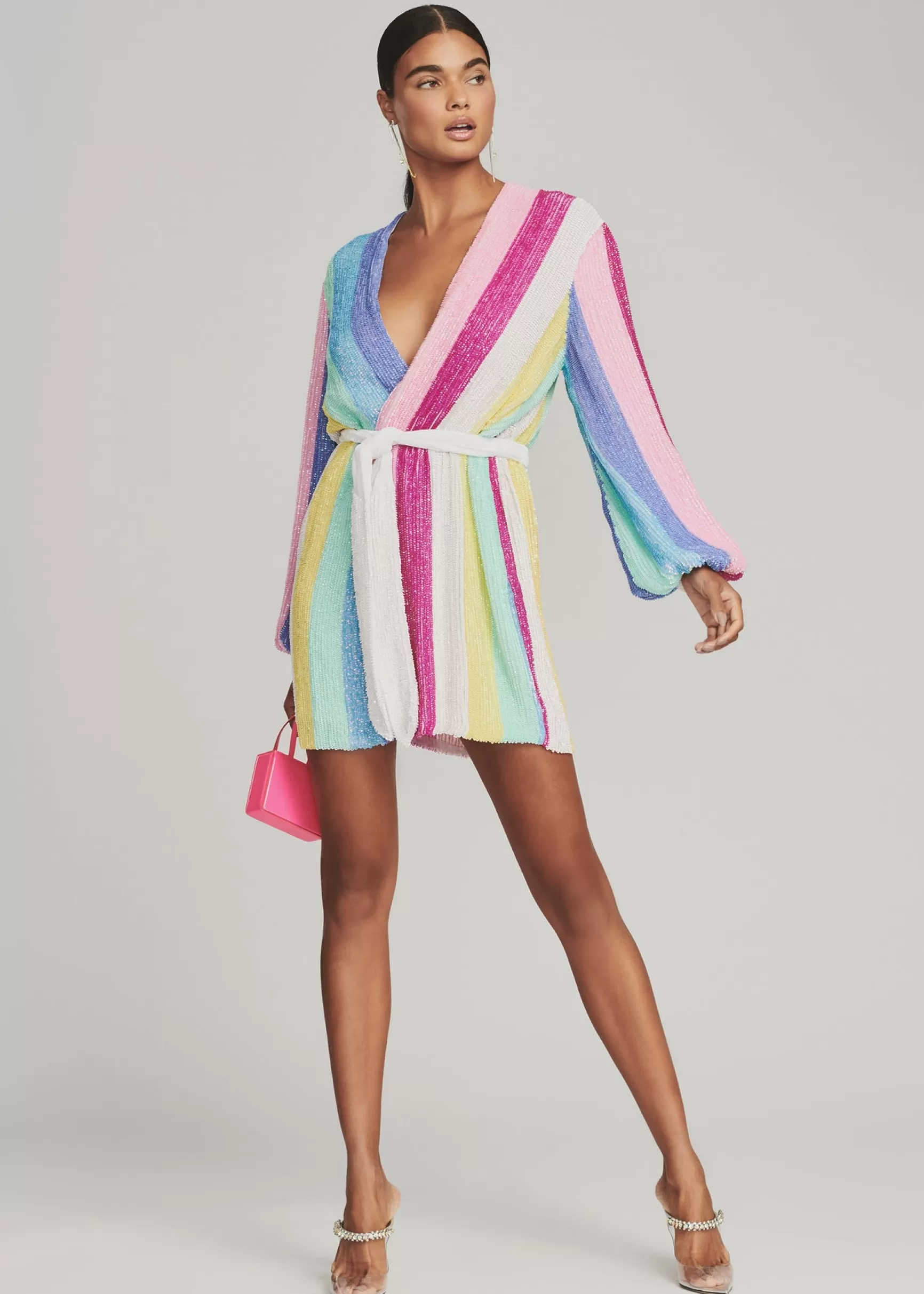 Bridal Party*Retrofete Gabrielle Sequin Robe Unicorn Stripe