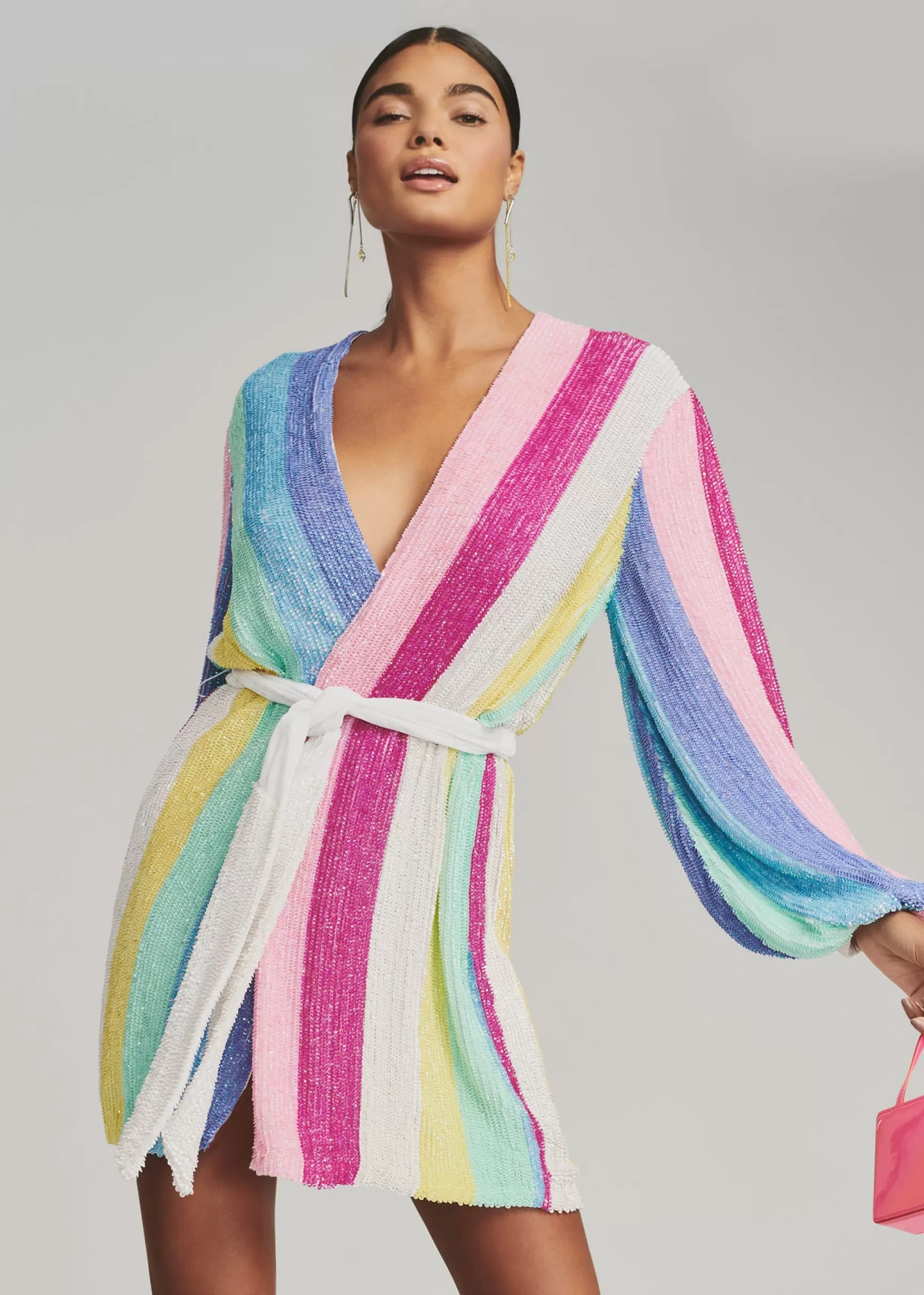 Bridal Party*Retrofete Gabrielle Sequin Robe Unicorn Stripe