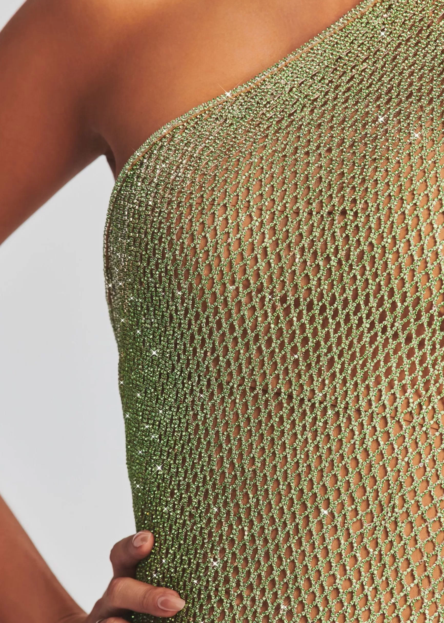 Gowns*Retrofete Gemma Crystal Chain Dress Green