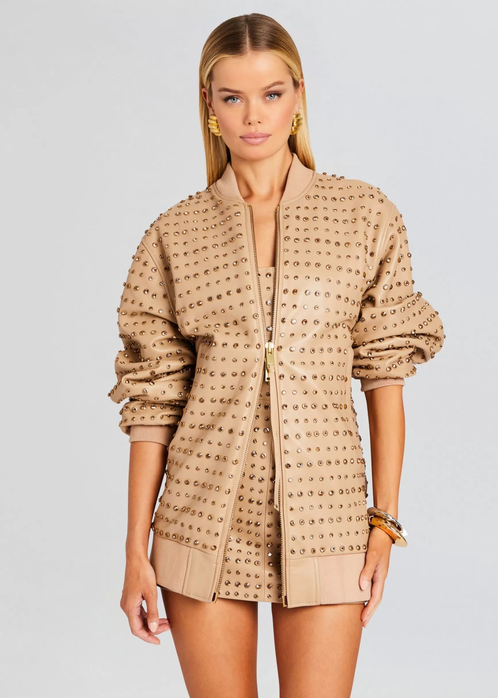 Jackets*Retrofete Gianna Embellished Leather Jacket Nude