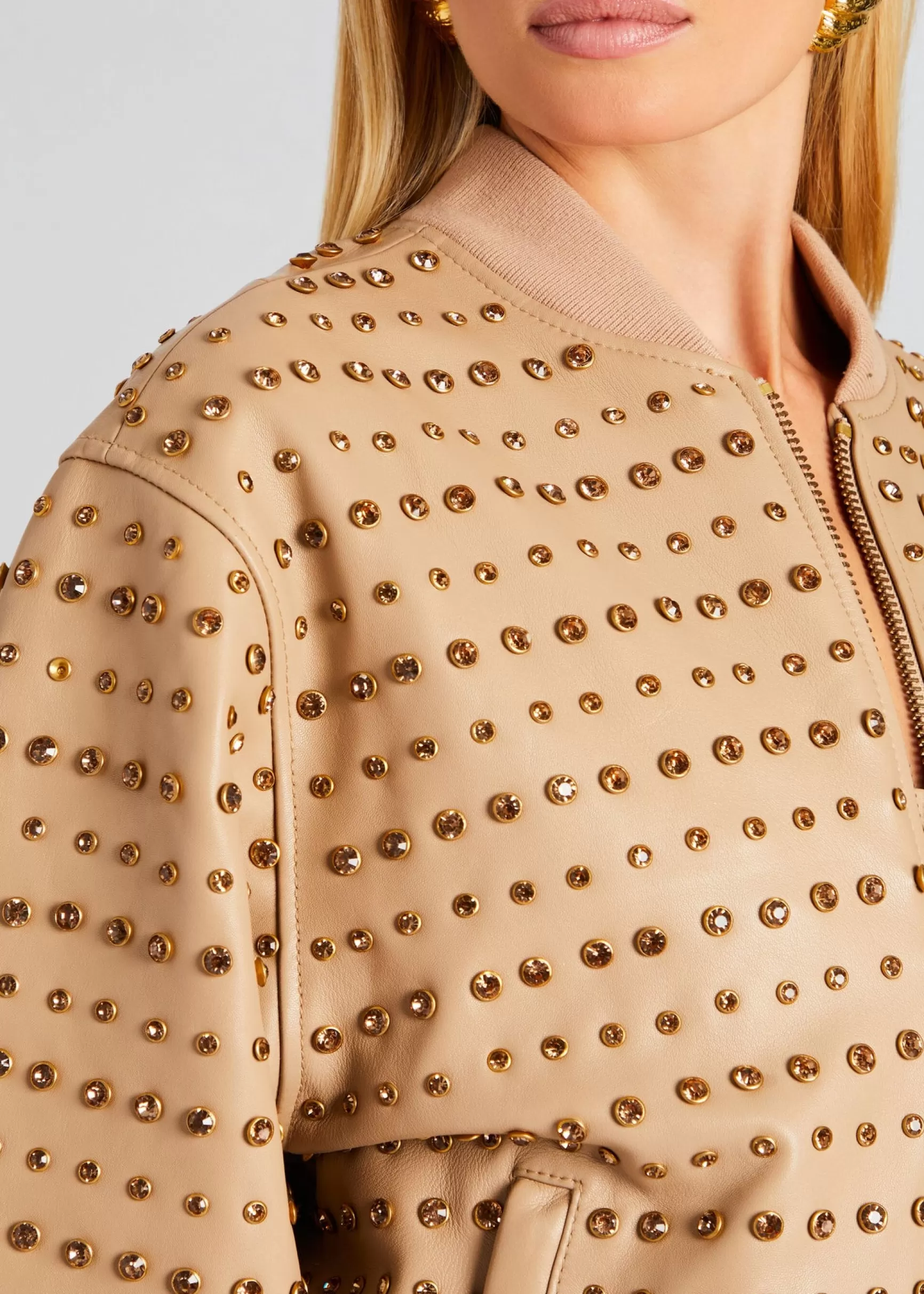 Jackets*Retrofete Gianna Embellished Leather Jacket Nude