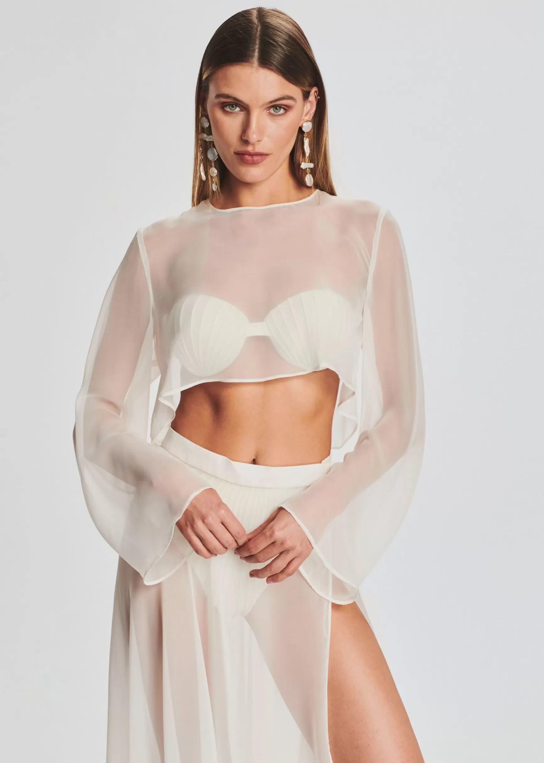 Sheer Bliss*Retrofete Grace Cropped Shirt Cream