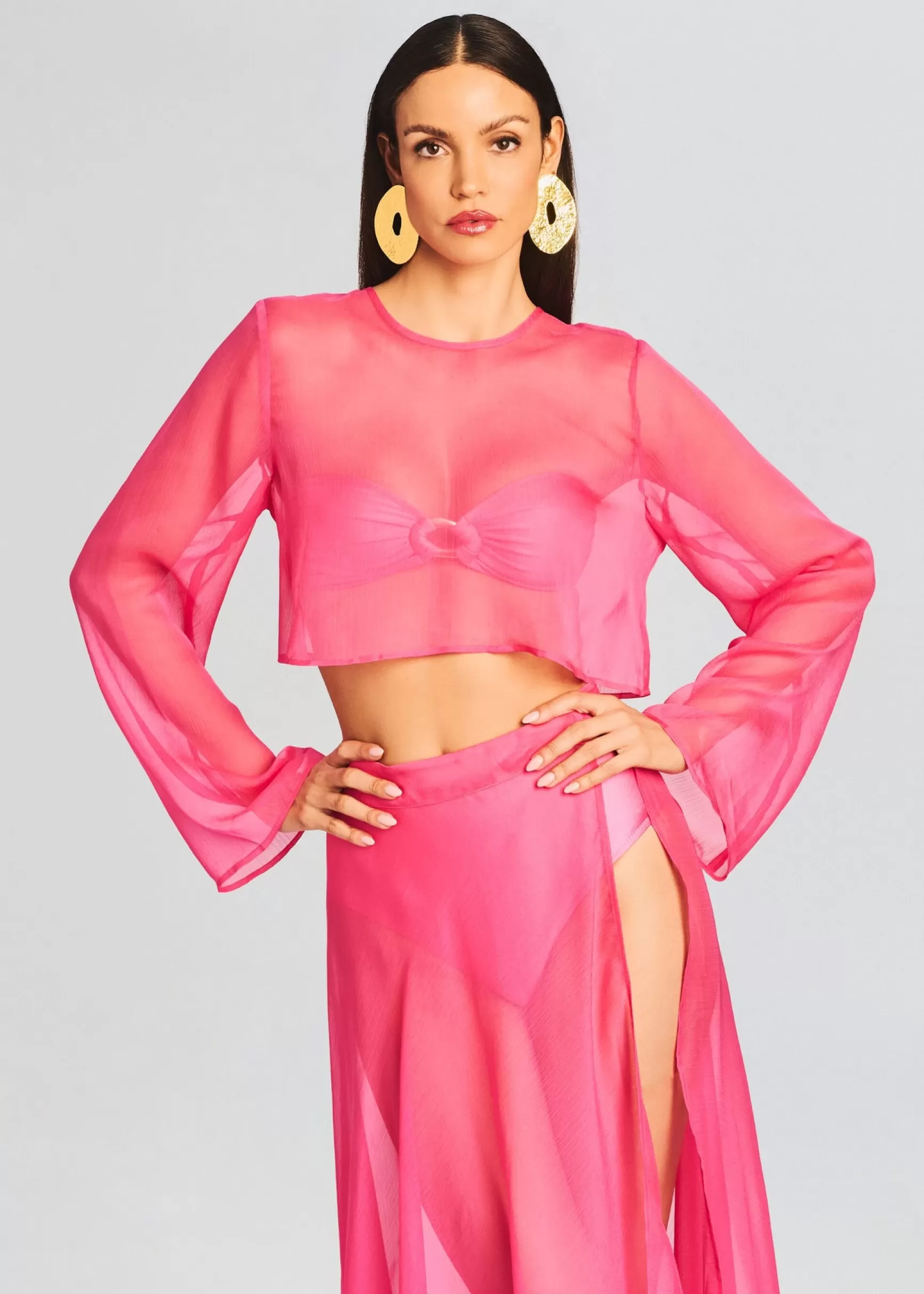 Sheer Bliss*Retrofete Grace Cropped Shirt Rose Blossom