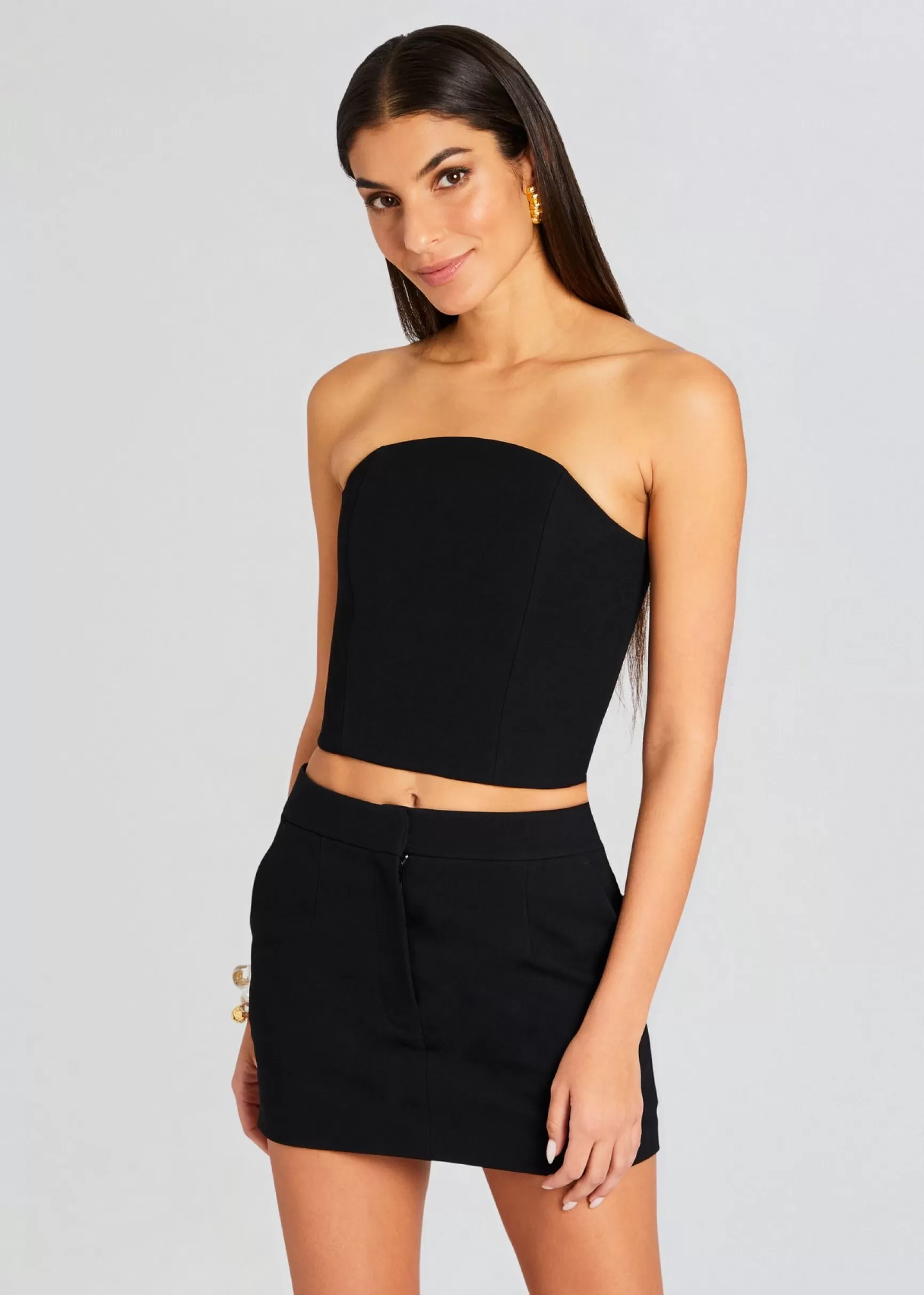 Night Out*Retrofete Half Moon Corset Top Black