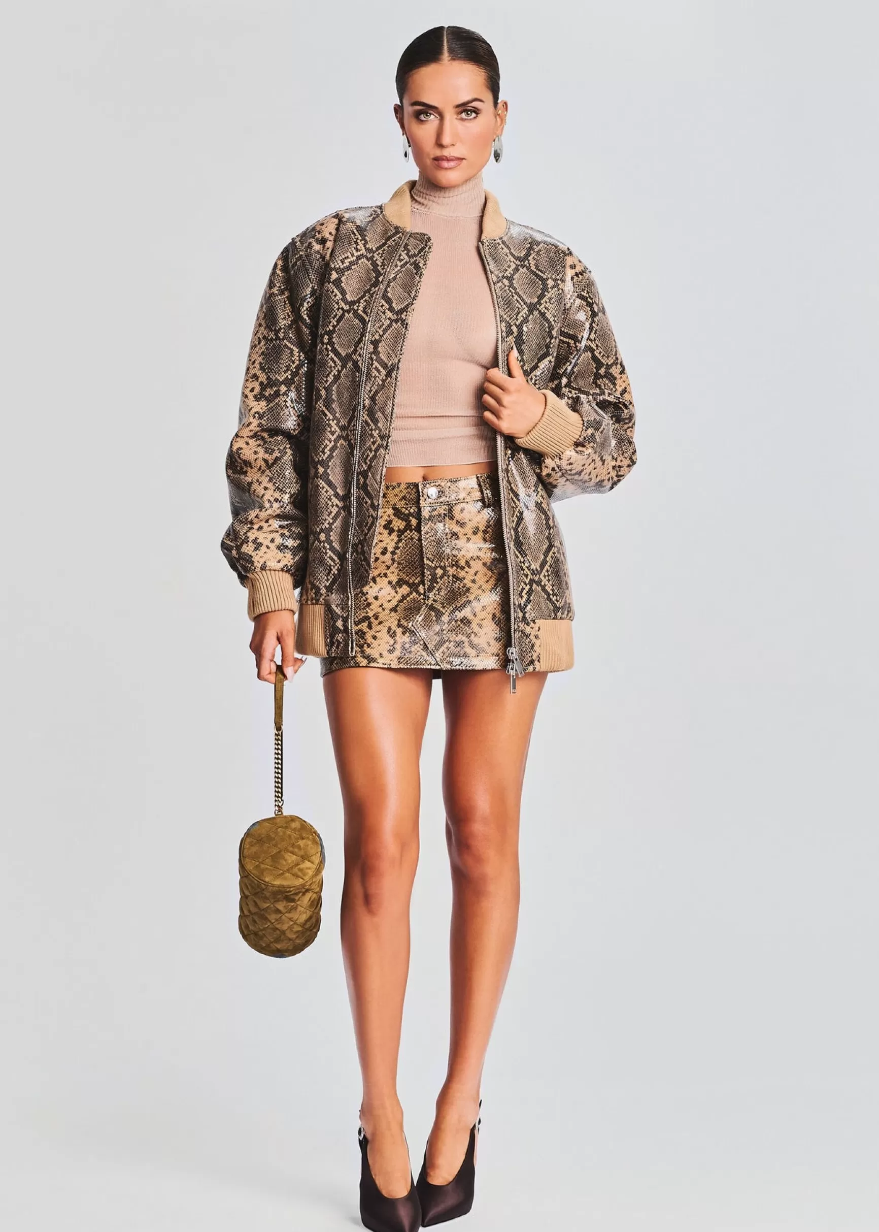 Outerwear*Retrofete Halle Leather Jacket Tannin Snake