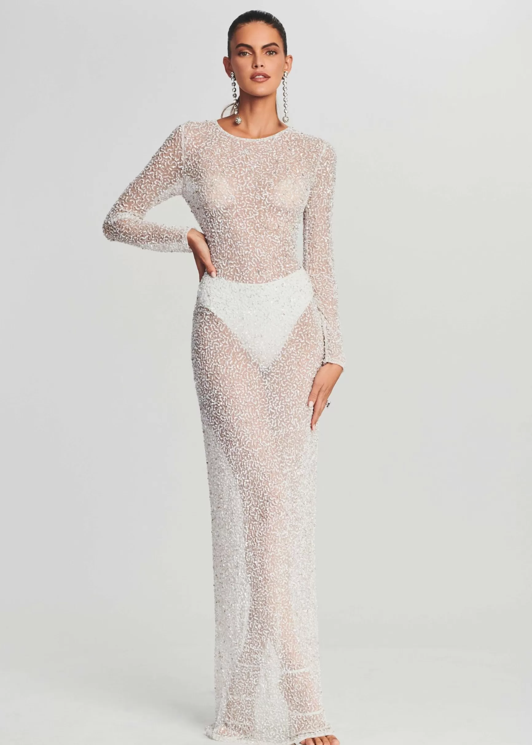 Sheer Bliss*Retrofete Heidi Sequin Dress White