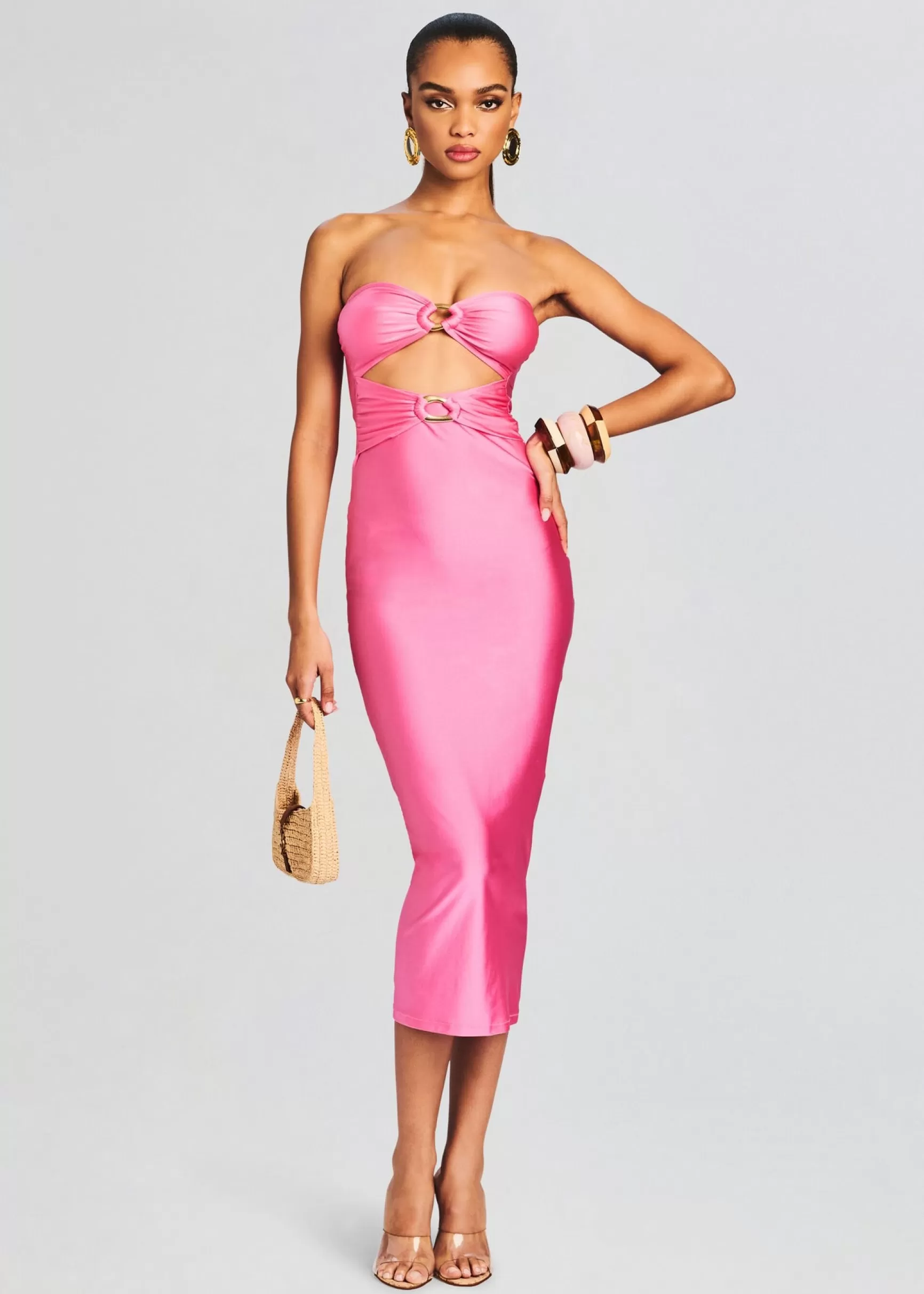 Tropical Hues*Retrofete Ida Lycra Midi Dress Rose Blossom