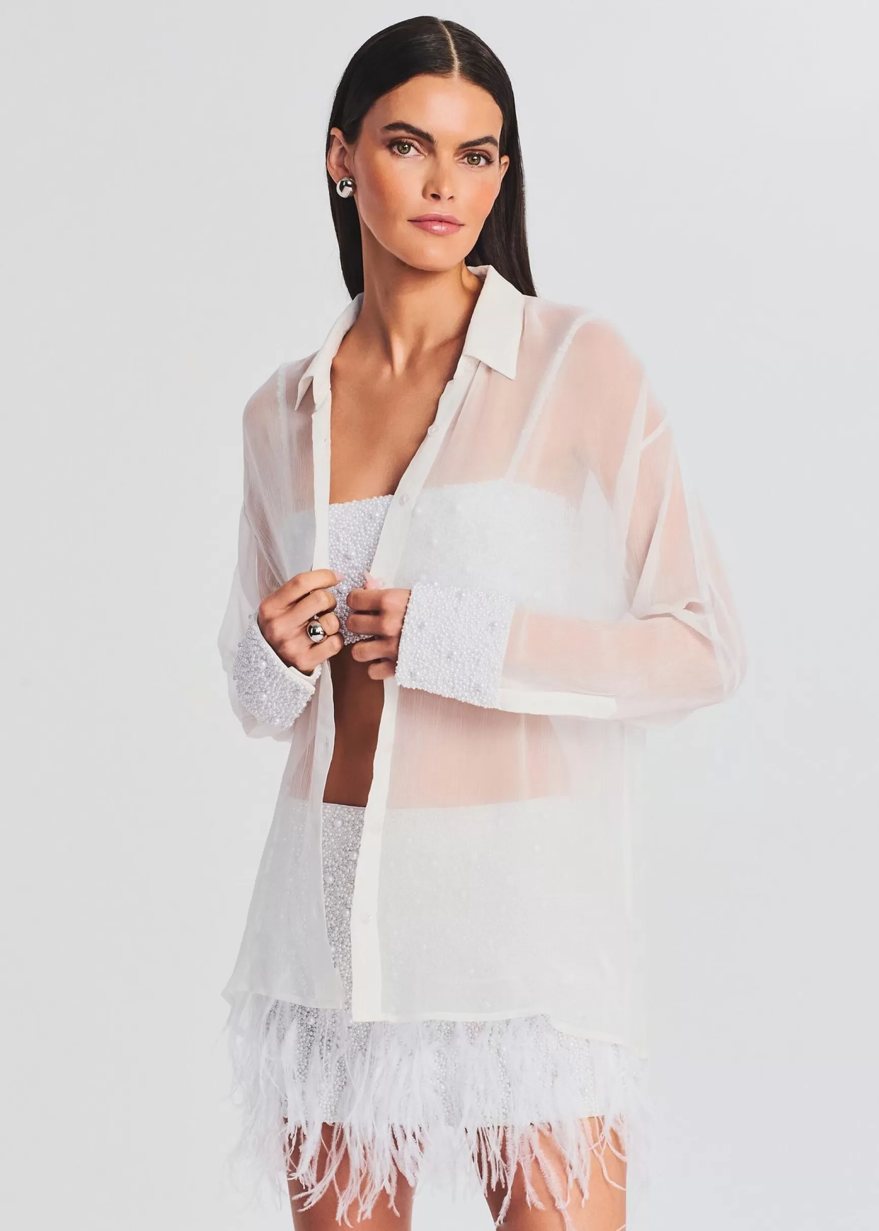 Bachelorette Party*Retrofete Irving Shirt White Pearl