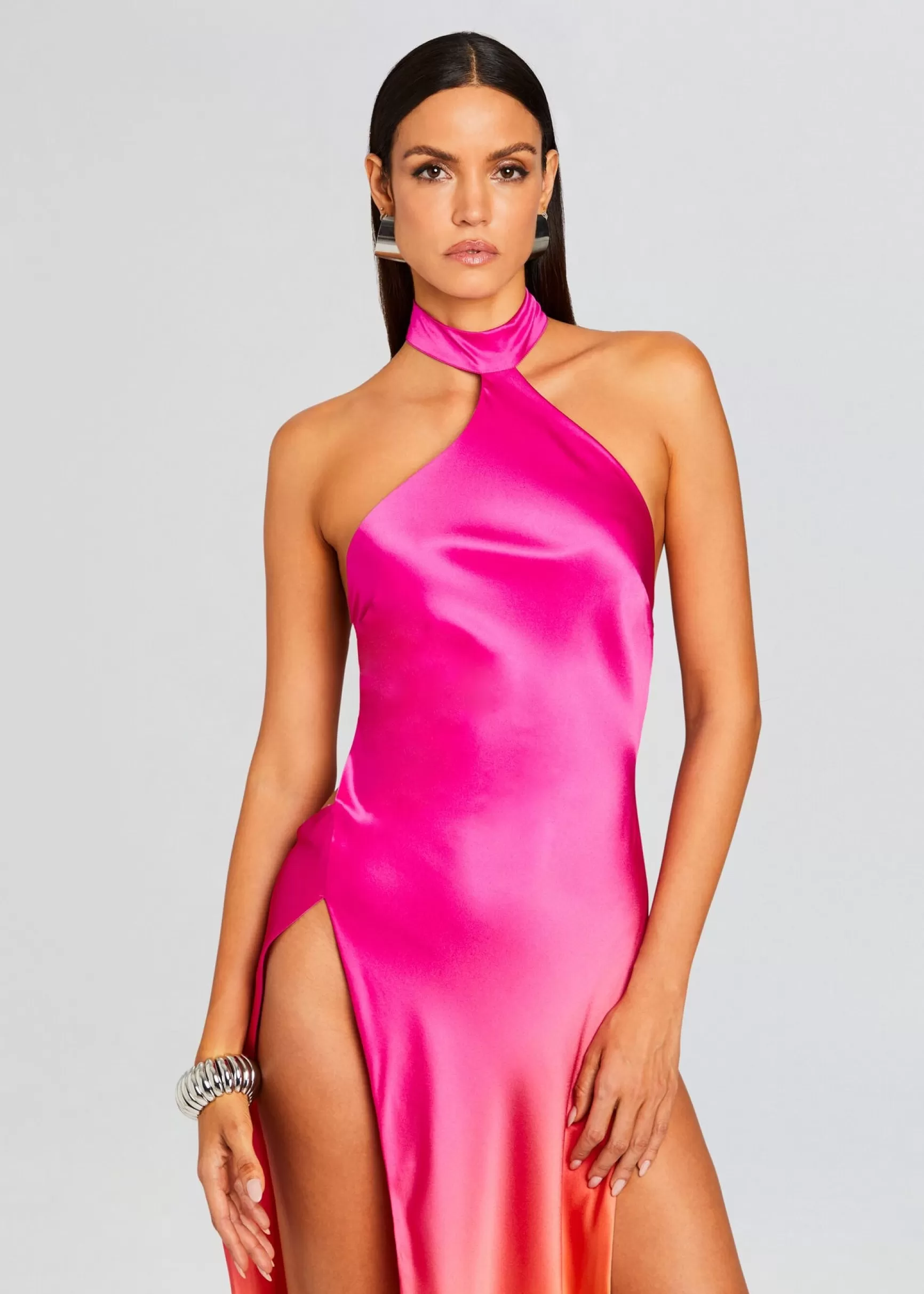 Gowns*Retrofete Jagger Silk Dress Pink Lime Ombre
