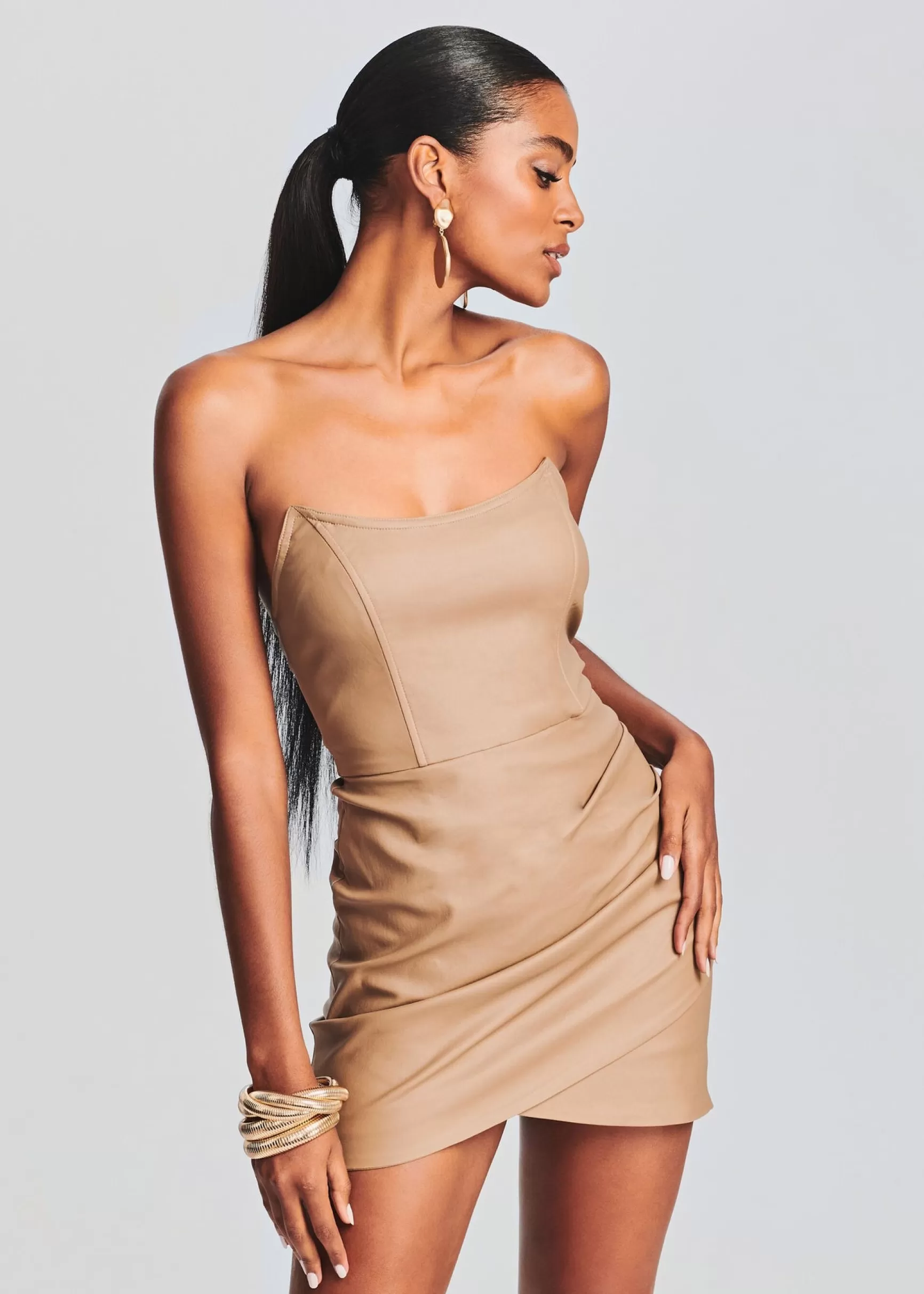 Neutral Moments*Retrofete James Coated Denim Mini Dress Coated Tannin