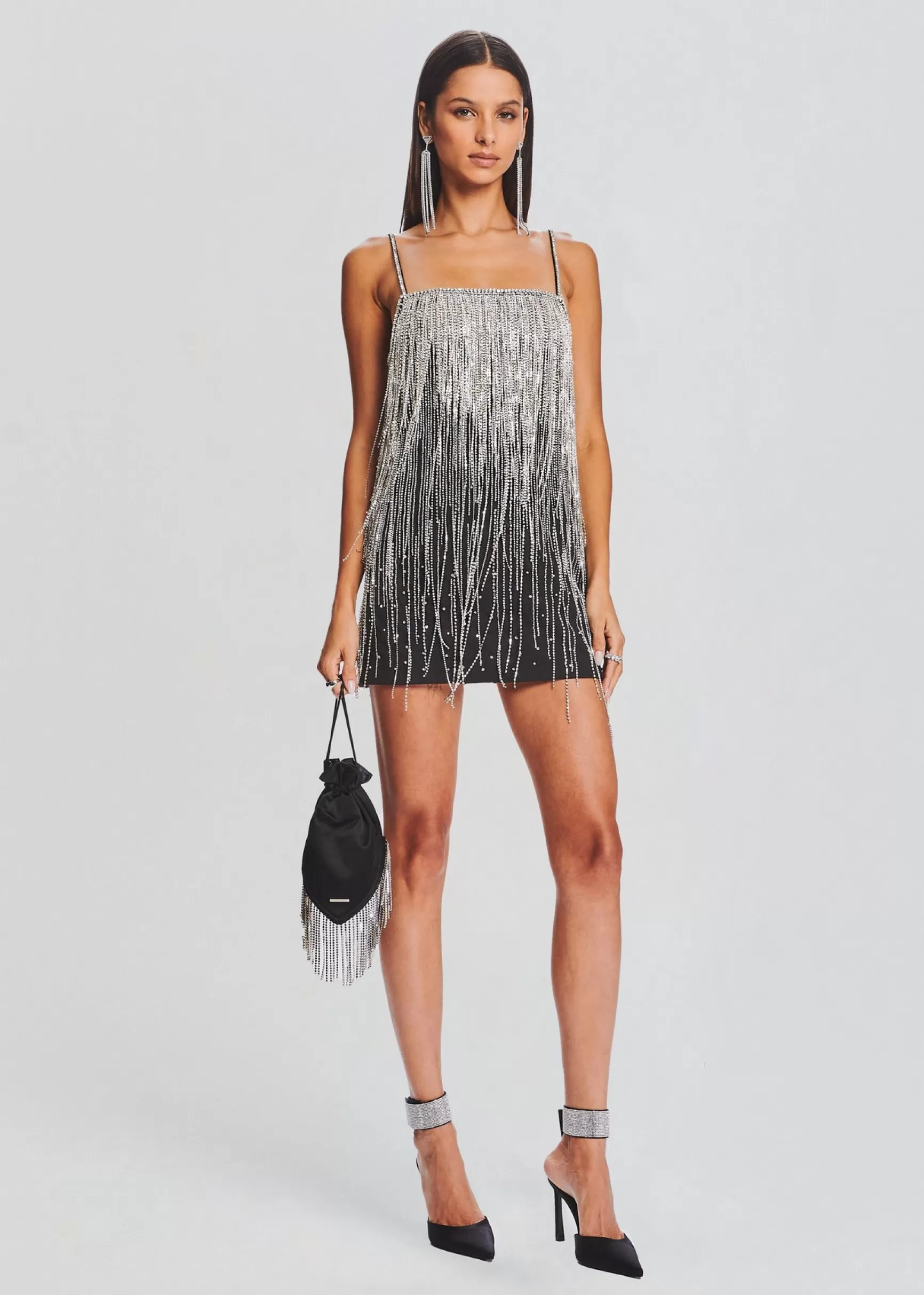 Dresses*Retrofete Juliette Embellished Fringe Dress Black/Silver