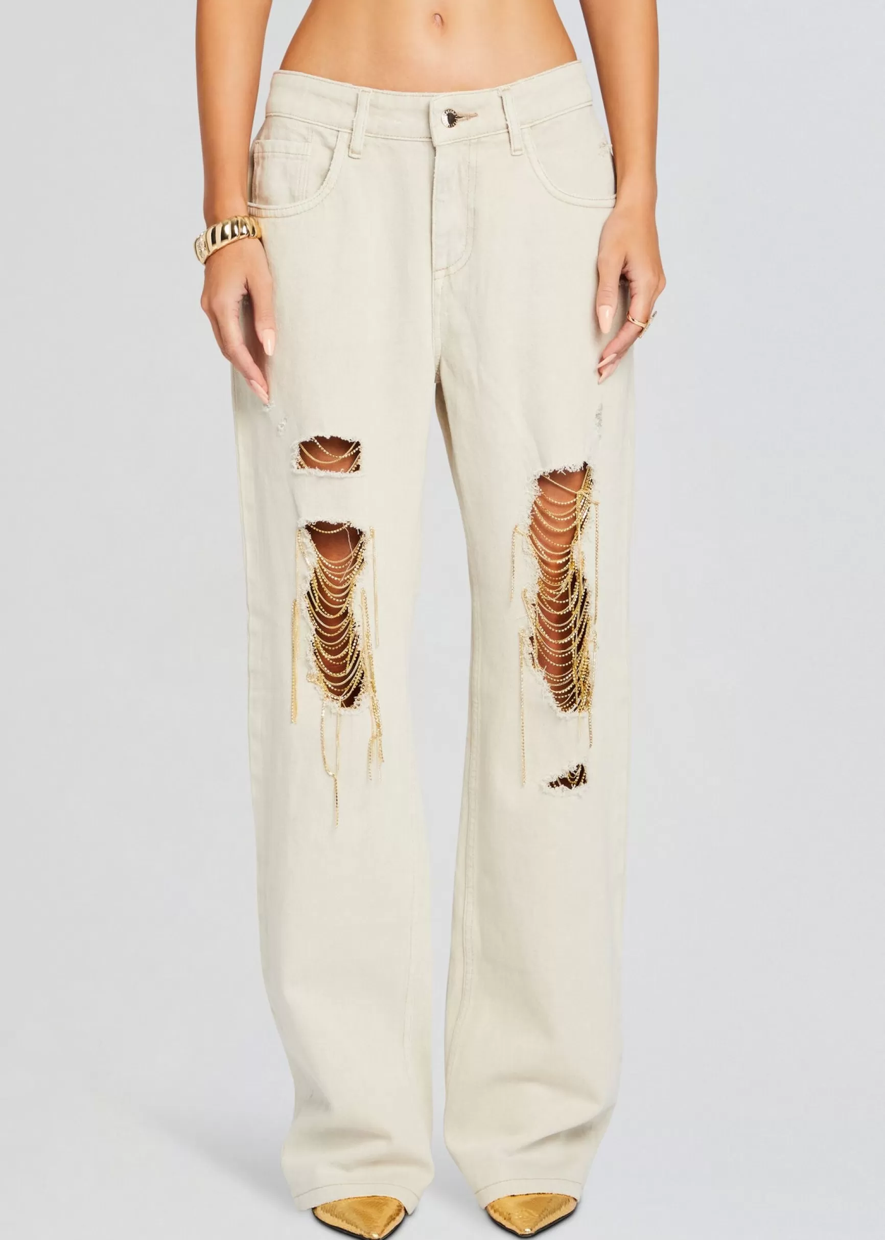 Bottoms*Retrofete Kailee Pant White/Gold