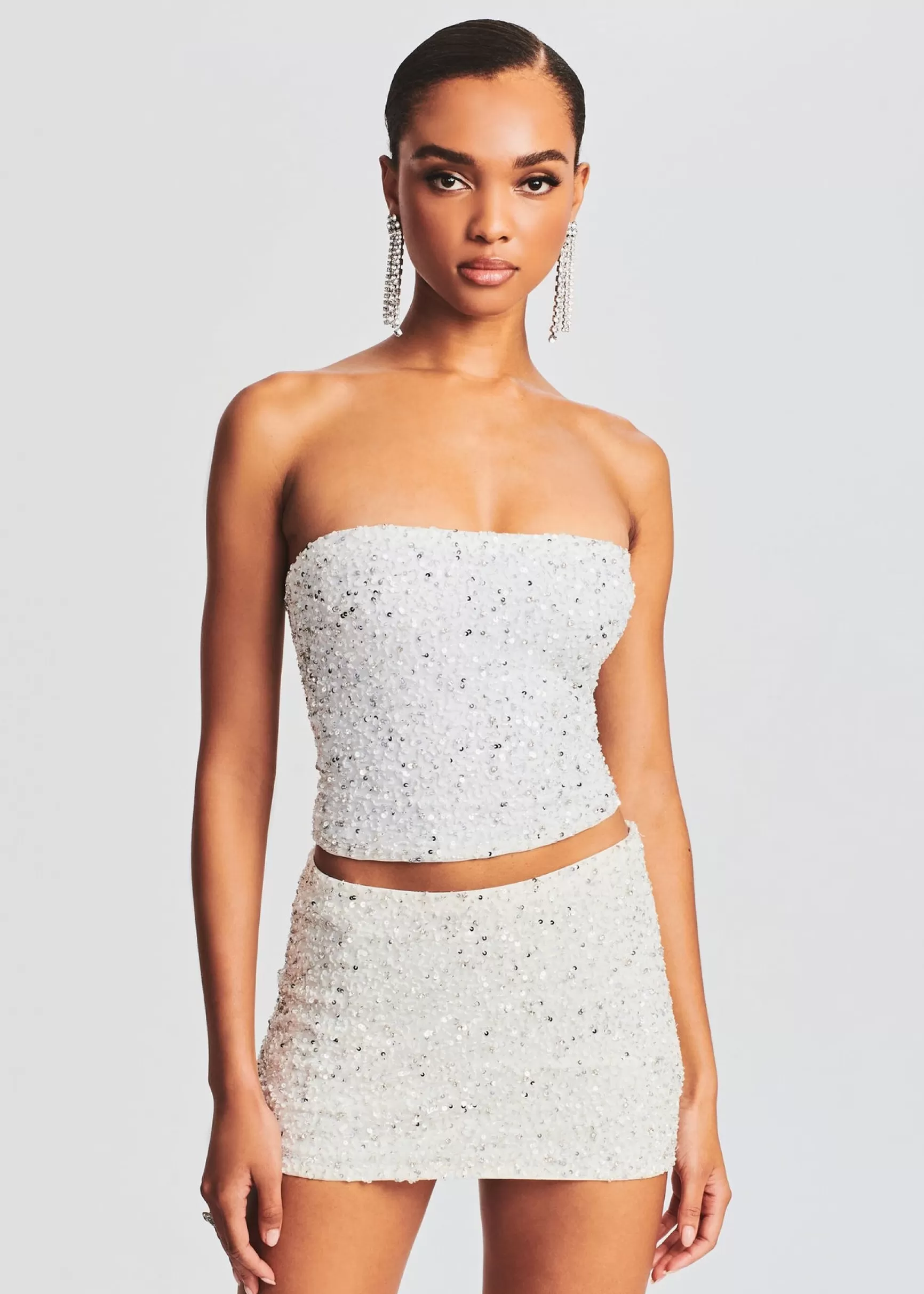 Sequin Styles*Retrofete Kala Sequin Top Silver/White