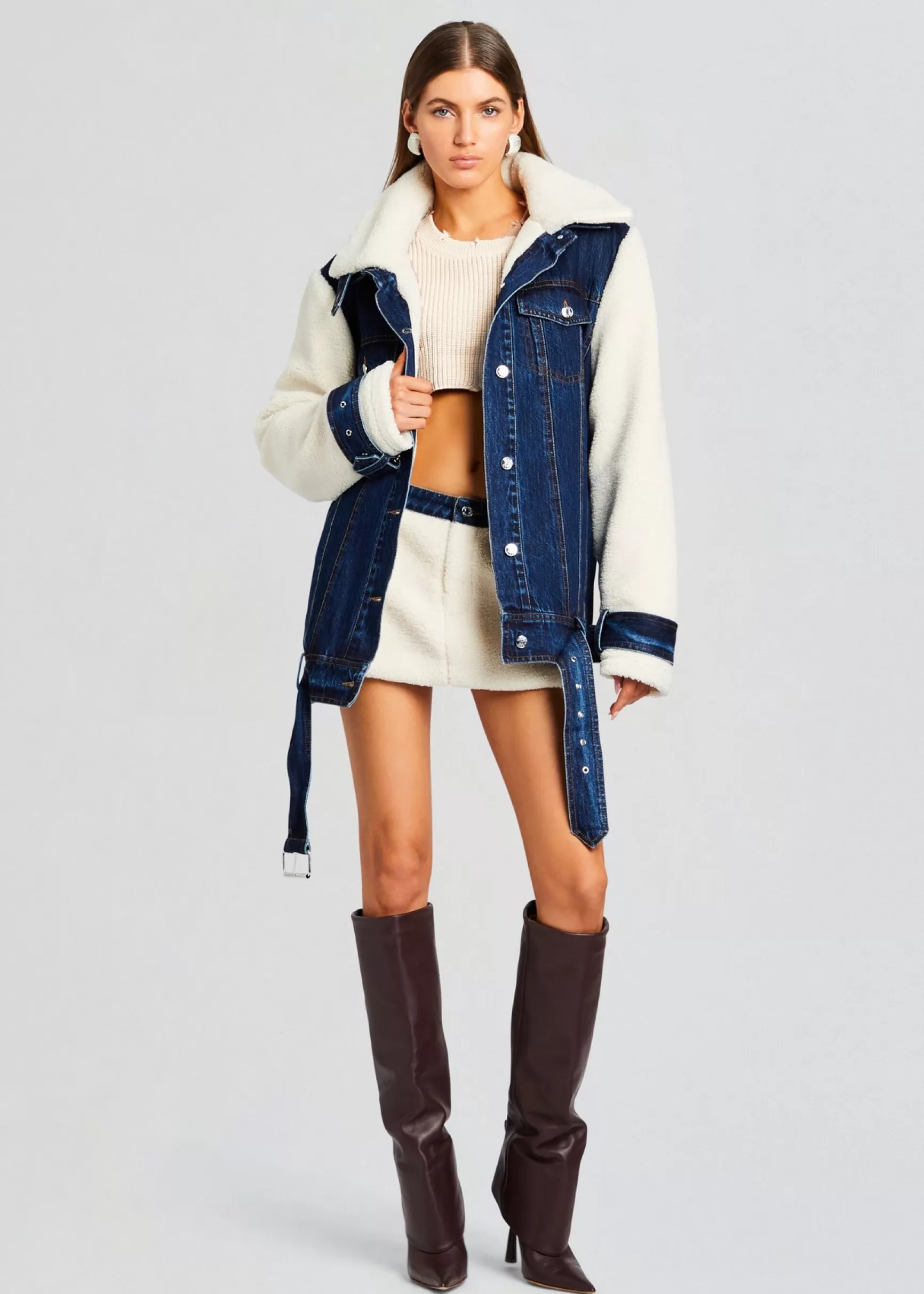 Bottoms*Retrofete Karissa Teddy Denim Skirt Deep Sea