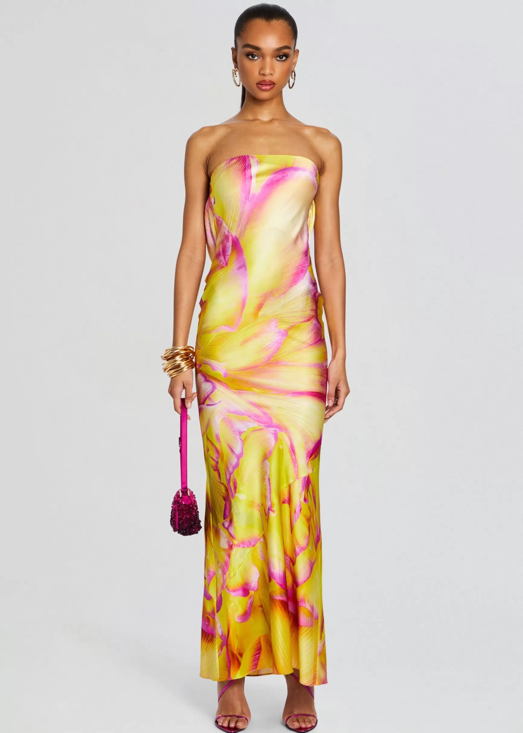 RETROFÊTE*Retrofete Keaton Silk Dress Yellow Peony