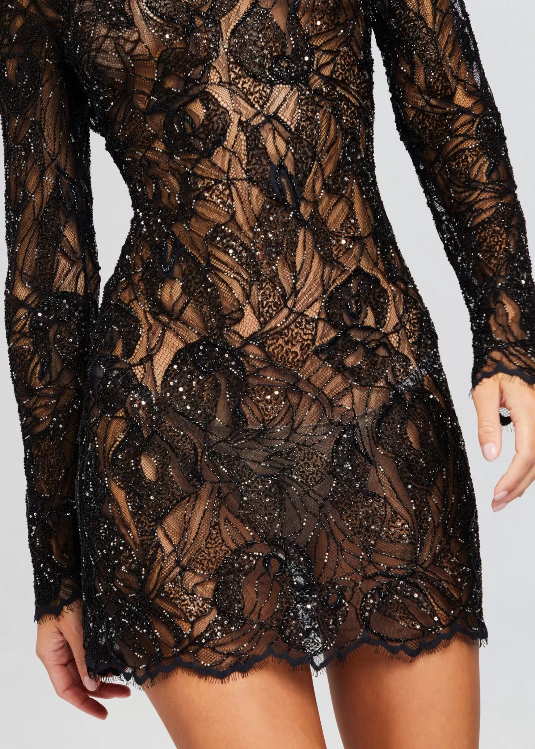 Sheer Bliss*Retrofete Kennedy Embellished Lace Dress Black