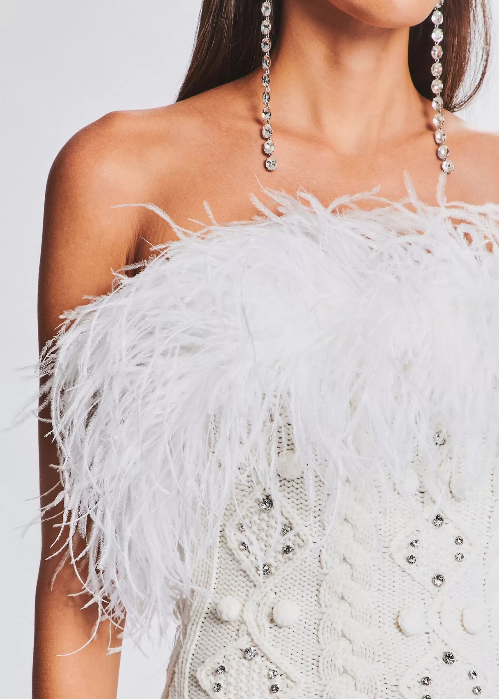 RETROFÊTE*Retrofete Kimberely Embellished Knit Dress Ivory
