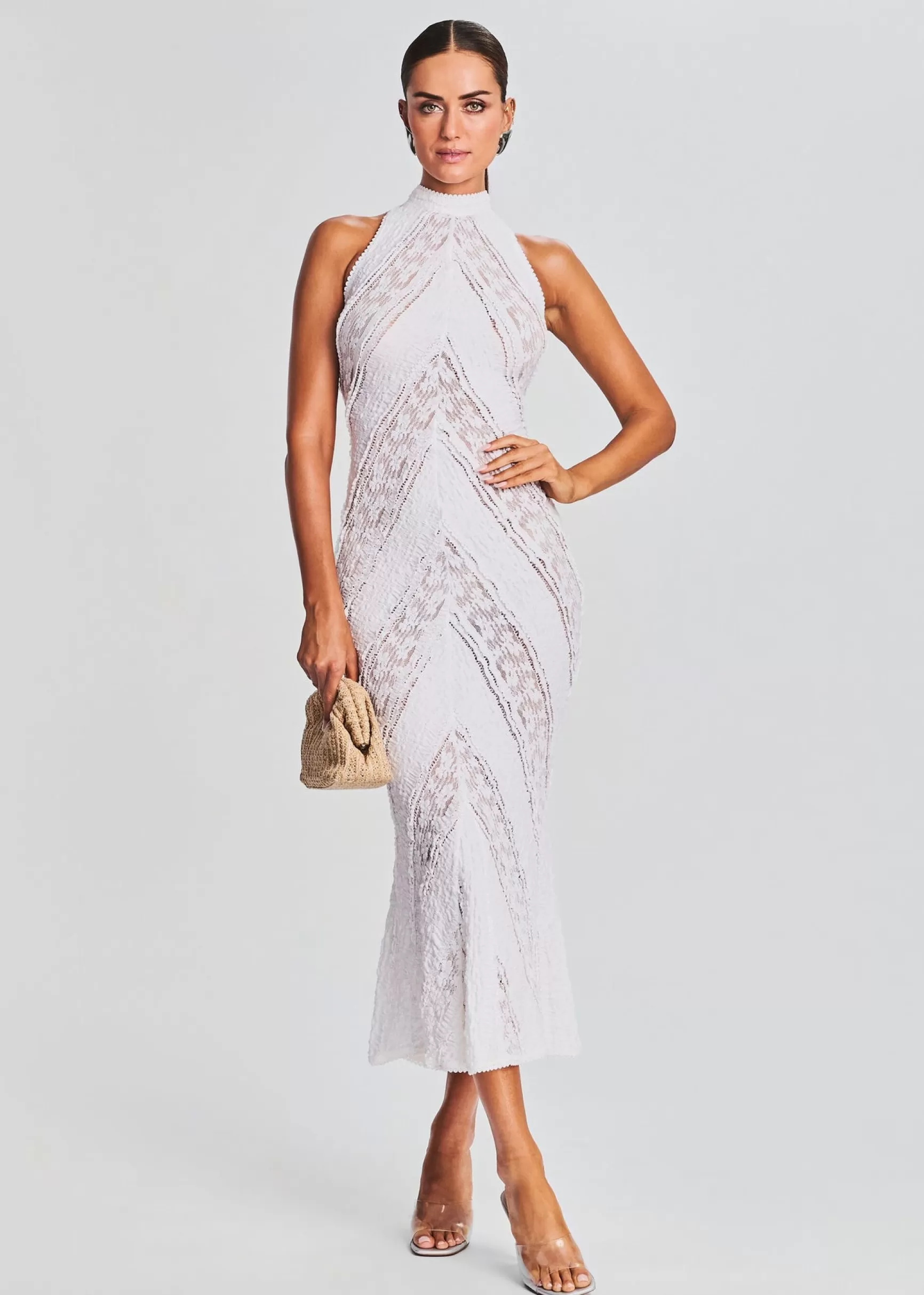 Sheer Bliss*Retrofete Kivah Long Dress White Sa Punta