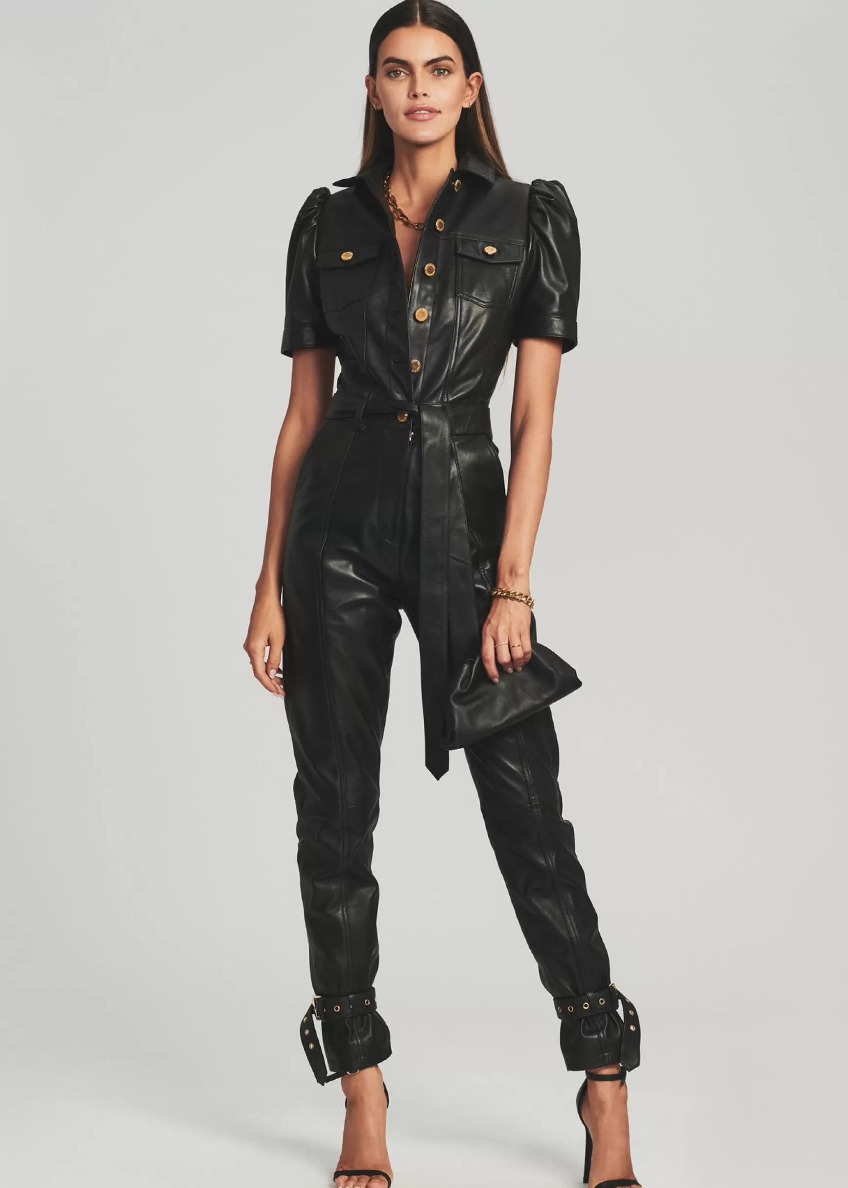 RETROFÊTE*Retrofete Knox Leather Jumpsuit Black