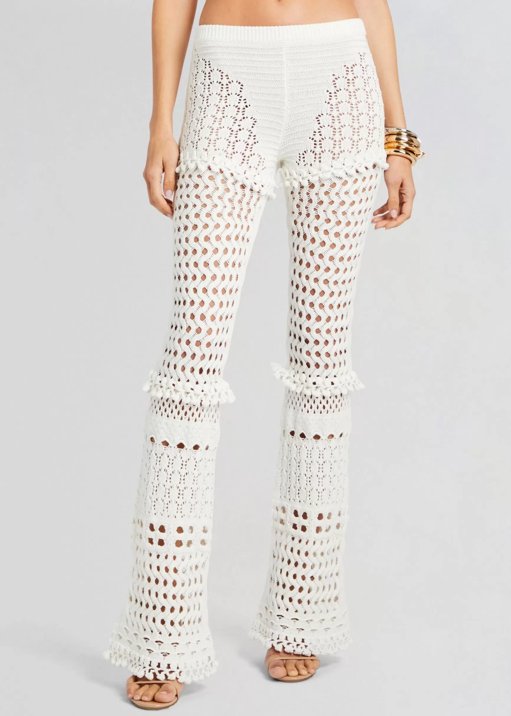 Bottoms*Retrofete Kyla Knit Crochet Pant Iridescent White