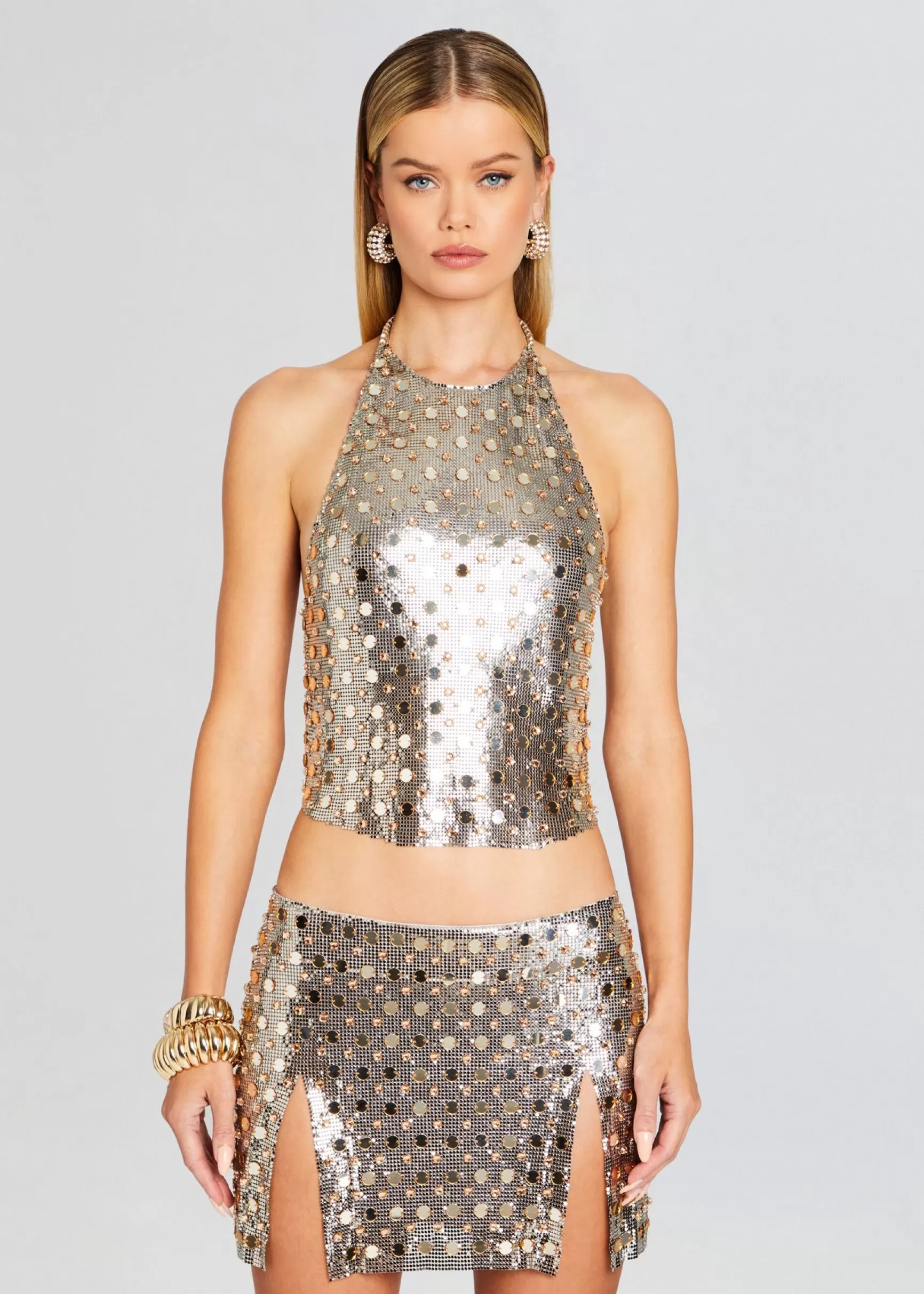 Subtle Shimmer*Retrofete Kylo Embellished Top Silver/Gold
