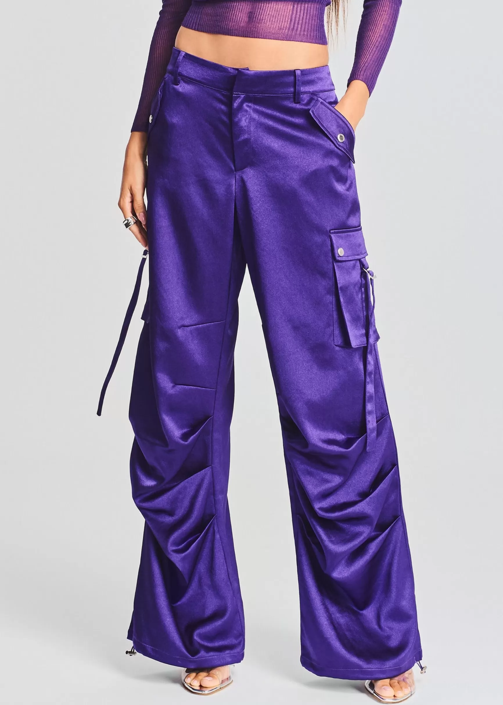 Bottoms*Retrofete Lai Satin Cargo Pant Violet