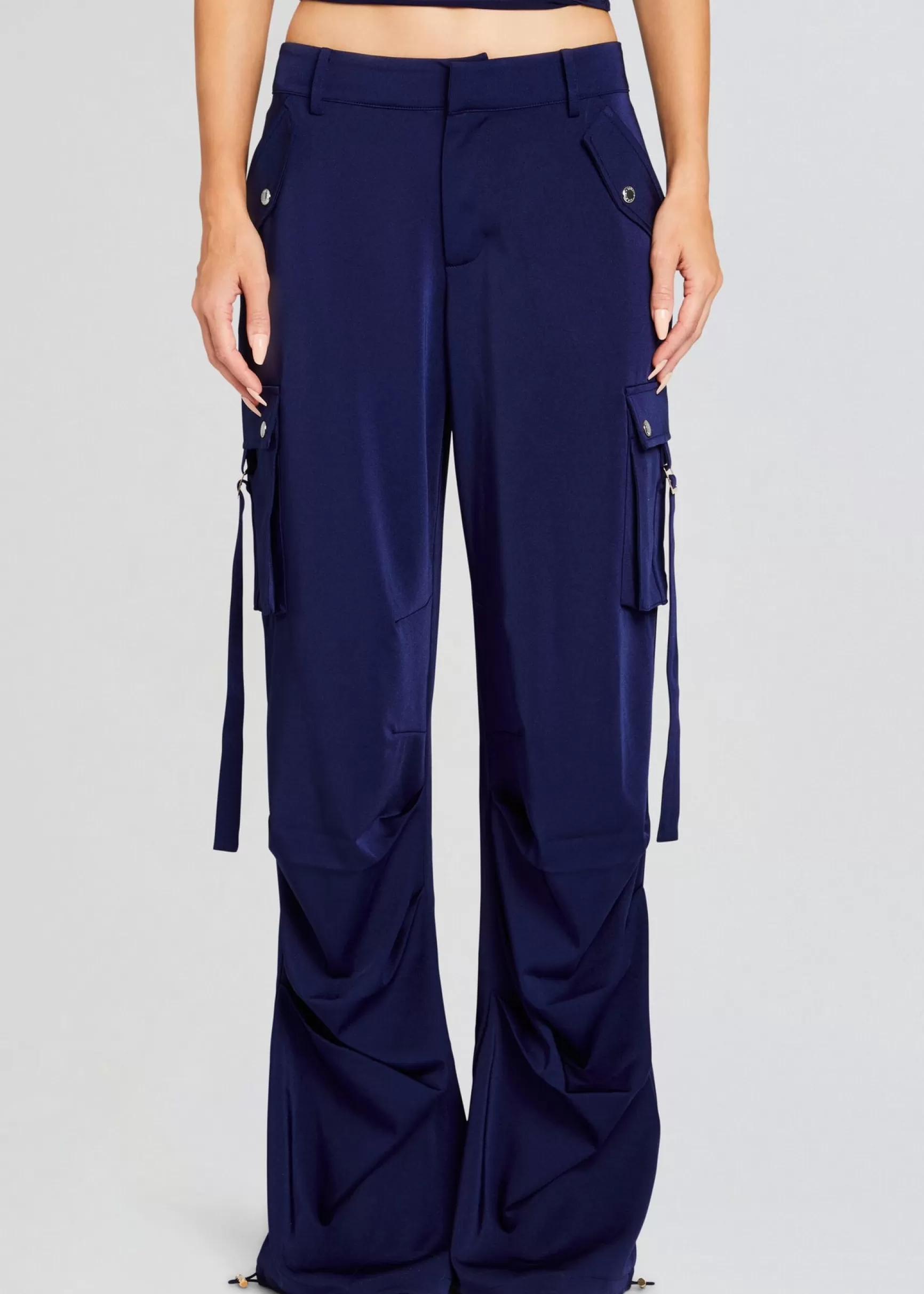 Business Chic*Retrofete Lai Satin Cargo Pant Navy