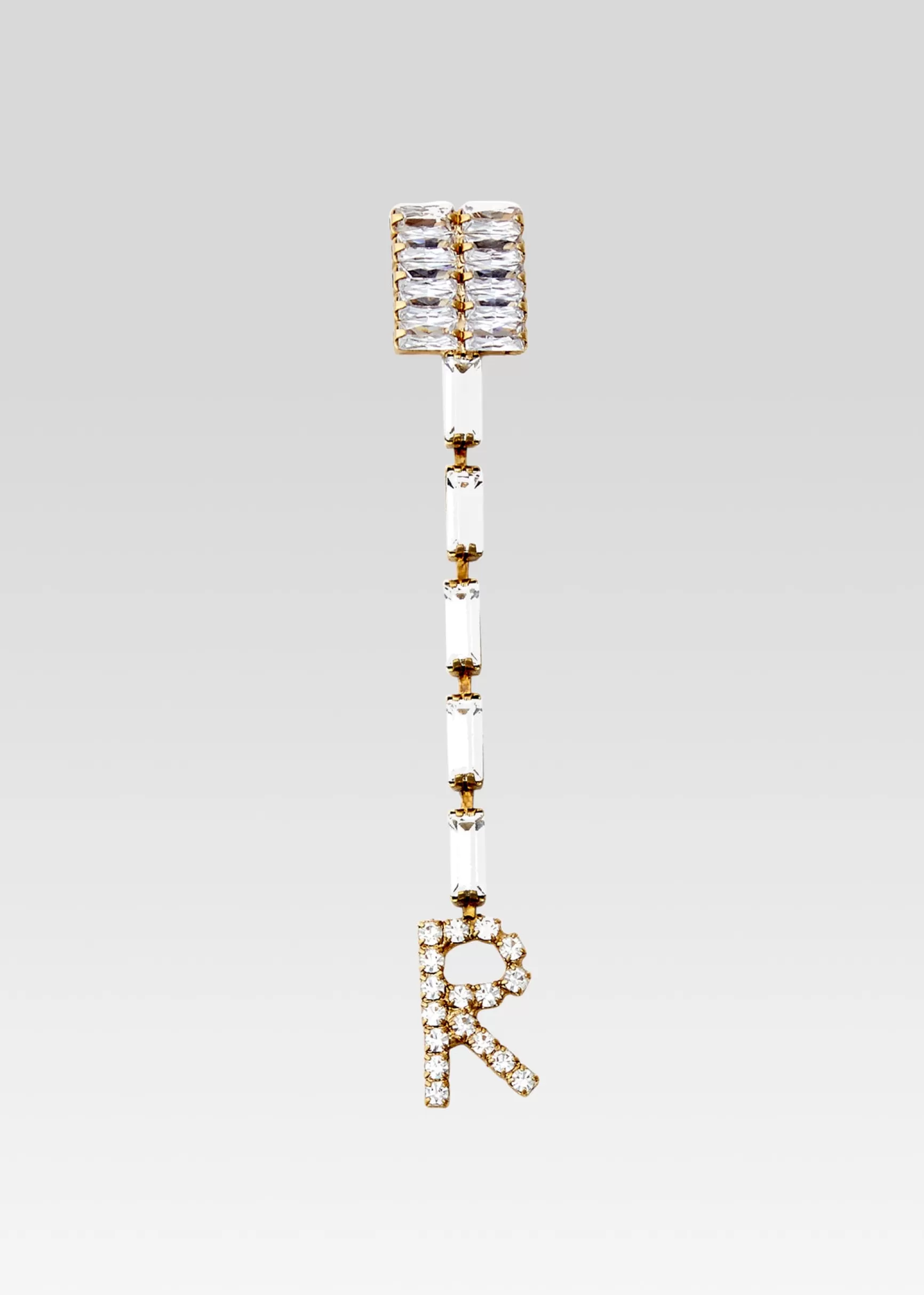 Final Sale*Retrofete Lara Block Crystal Letter Drop Earring Gold