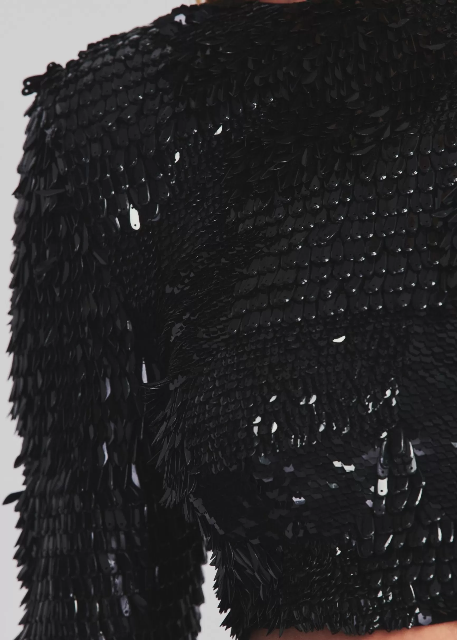 Final Sale*Retrofete Leanne Feather Sequin Top Black