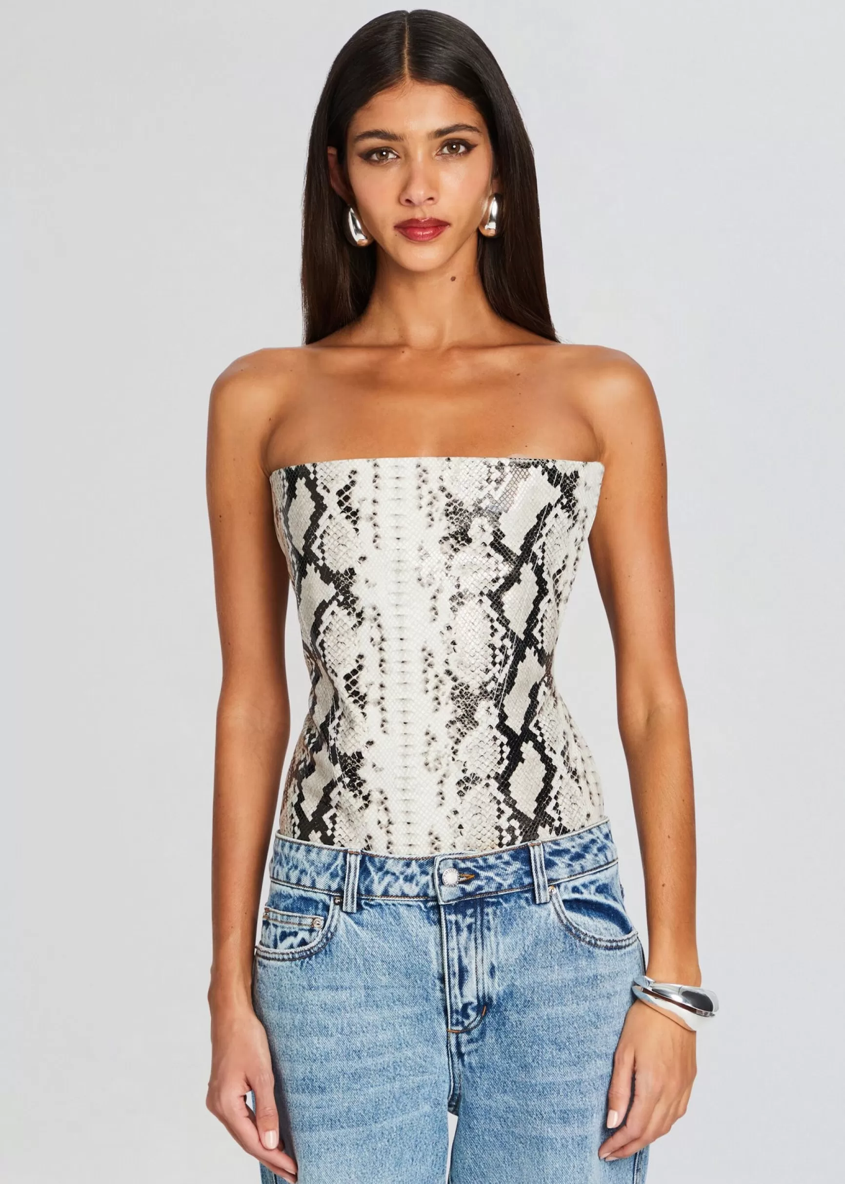 RETROFÊTE*Retrofete Leonie Leather Top Neutral Snake