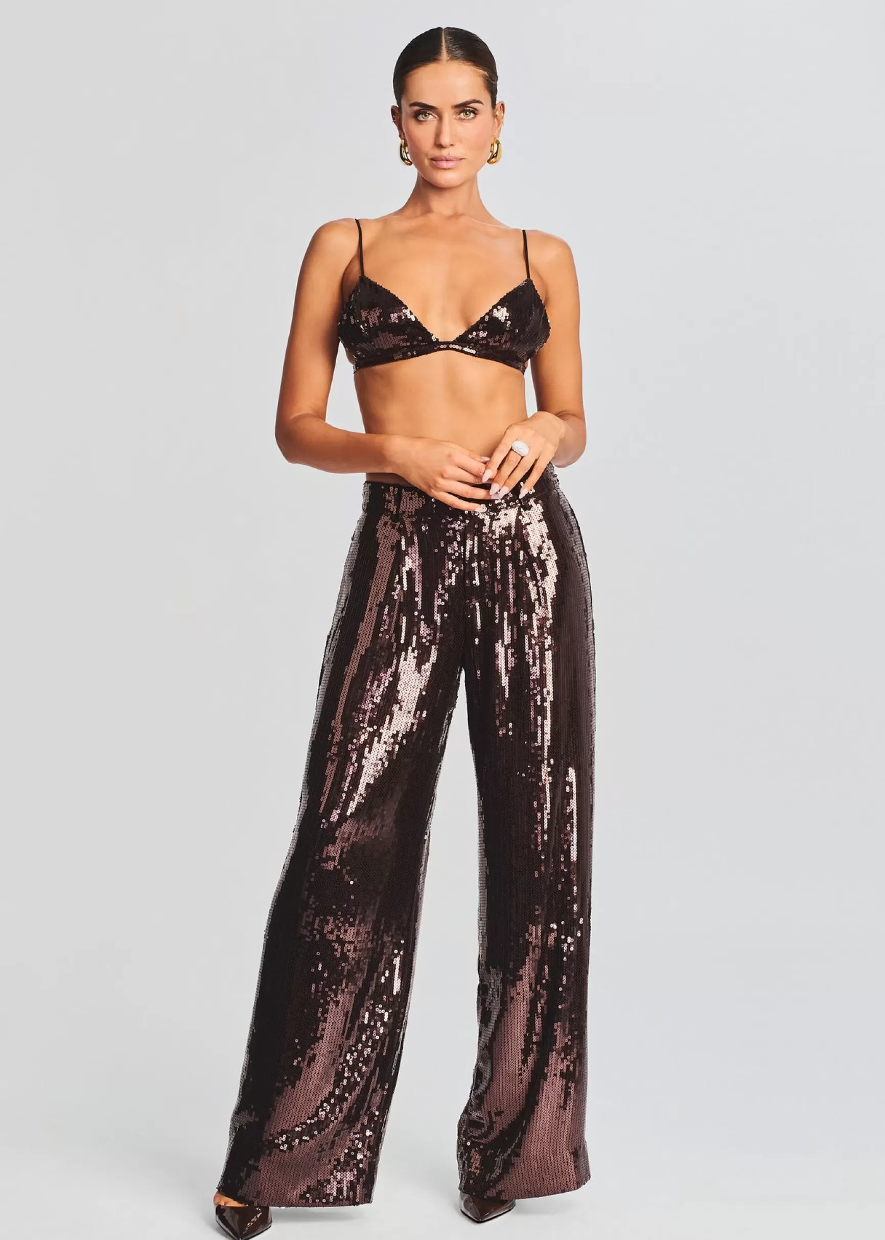 Business Chic*Retrofete Libra Sequin Bralette Dark Chocolate