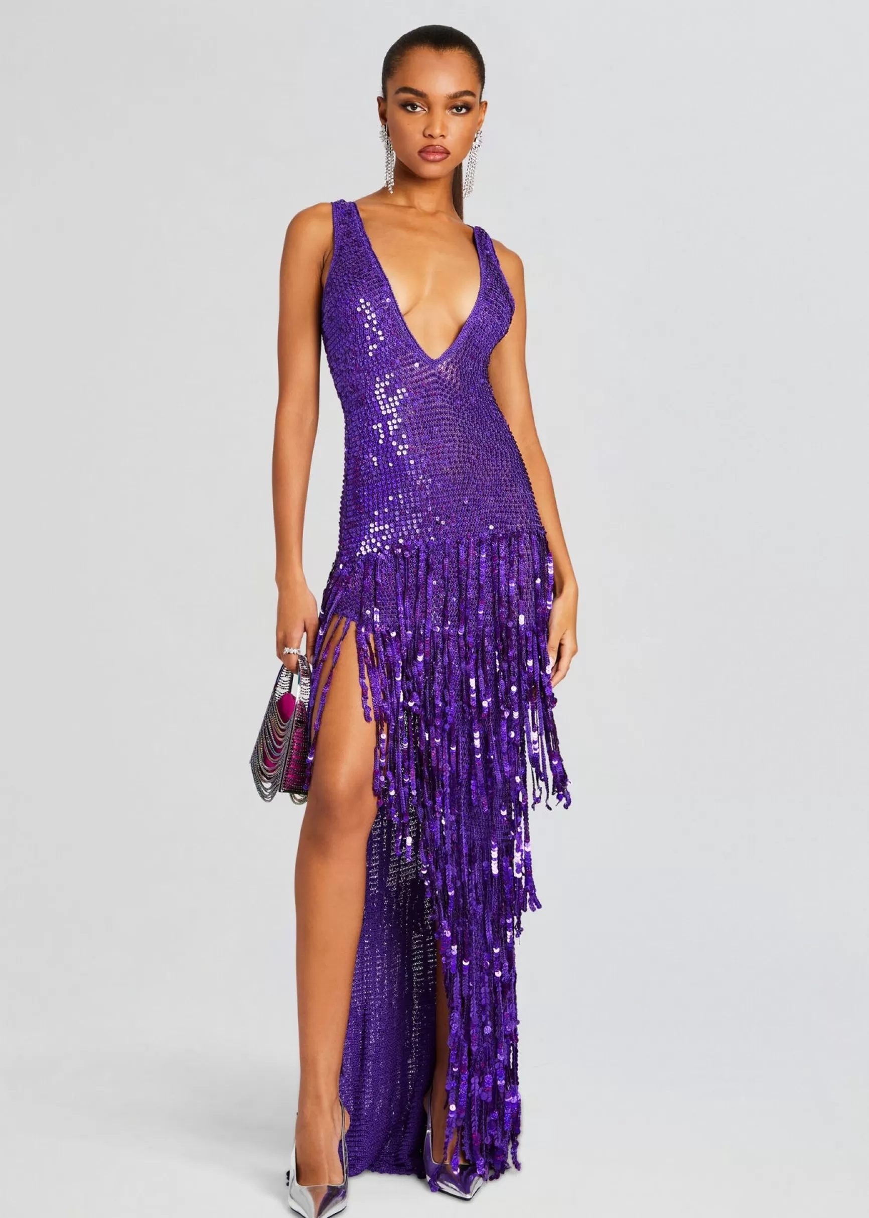 Maxi*Retrofete Libra Sequin Crochet Dress Amethyst