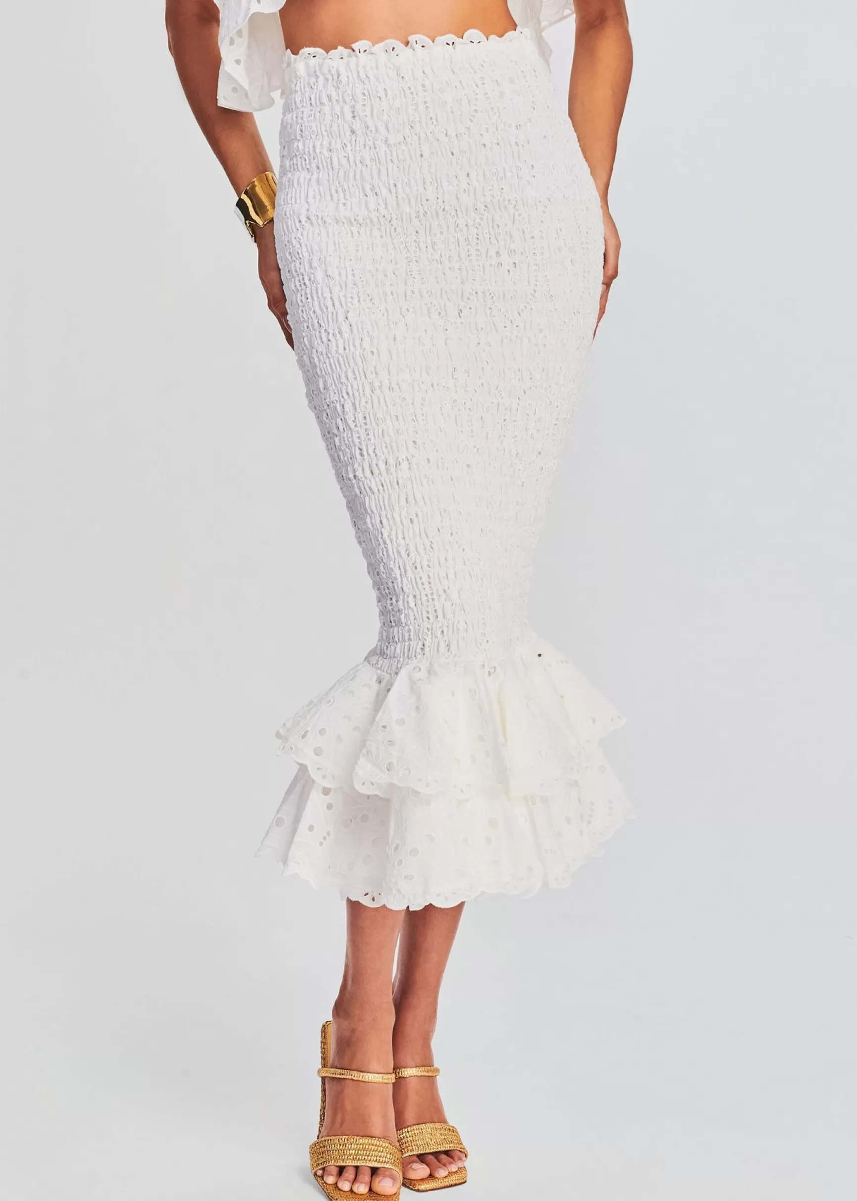 Bridal Shower*Retrofete Lilliana Long Skirt White Fruition