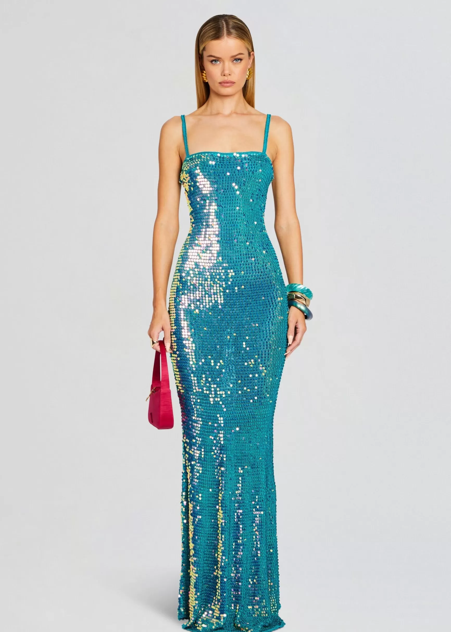 Maxi*Retrofete Lisette Sequin Crochet Dress Aquamarine