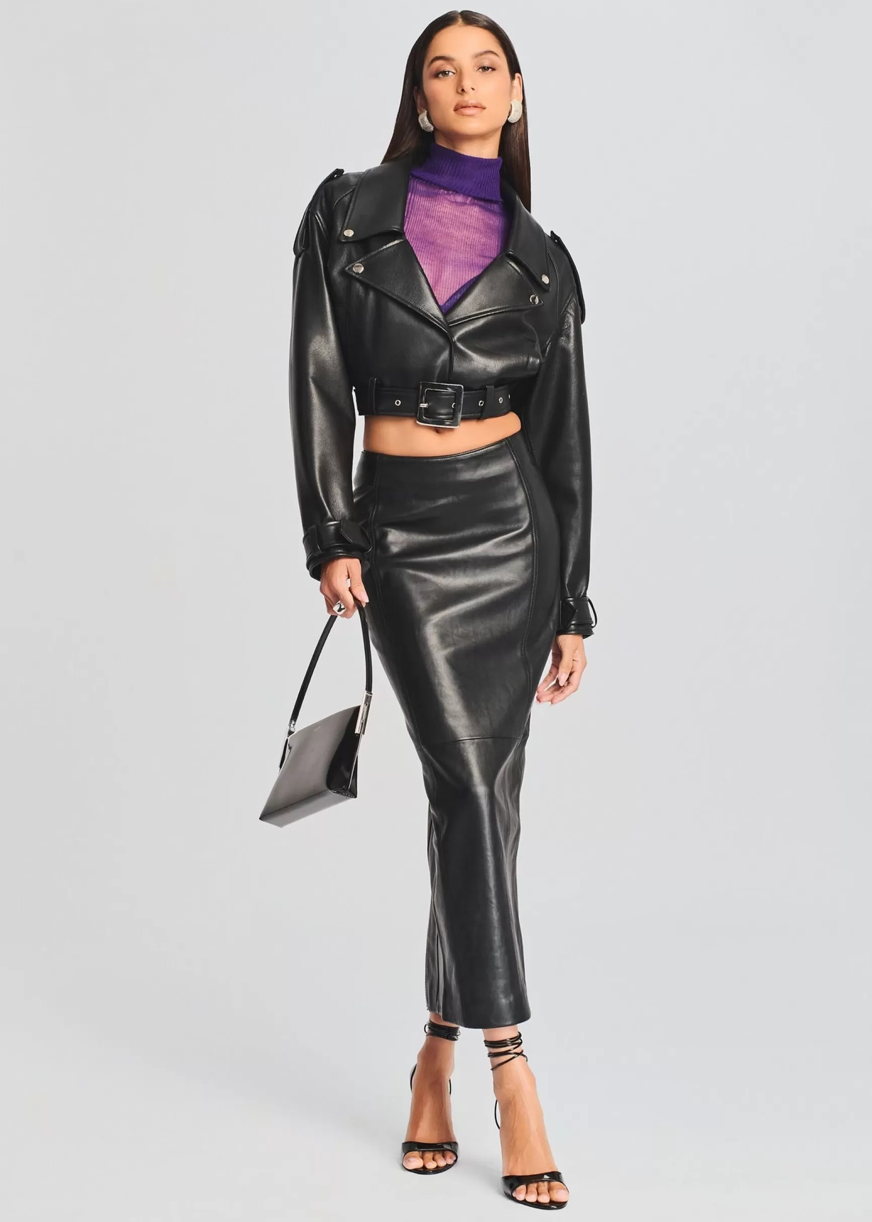 Best Sellers*Retrofete Liza Leather Skirt Black