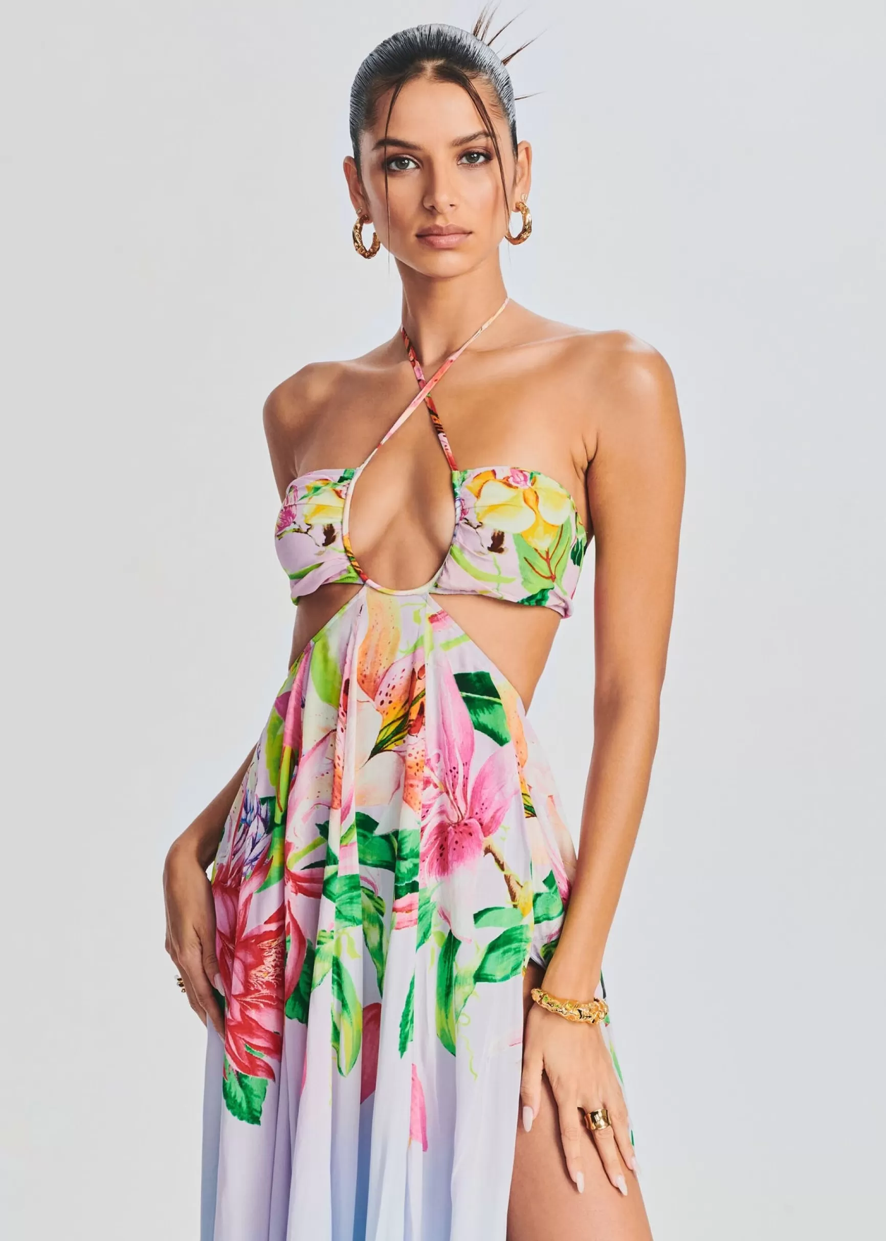 Bachelorette Party*Retrofete Lora Long Dress Multicolor Hibiscus