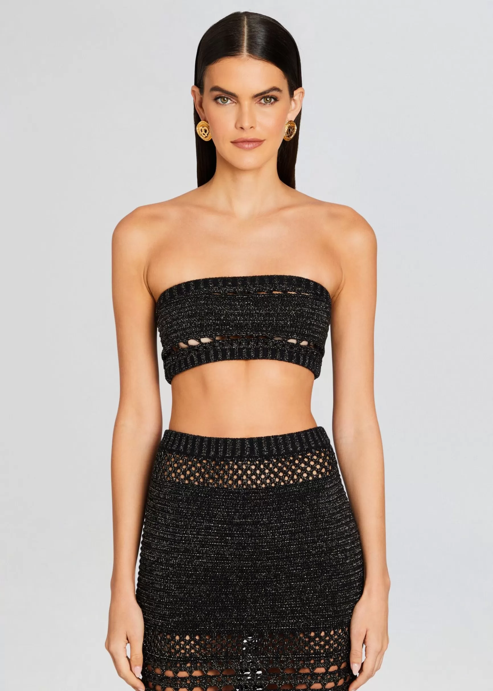 Trending*Retrofete Luiz Knit Crochet Top Black/Gold
