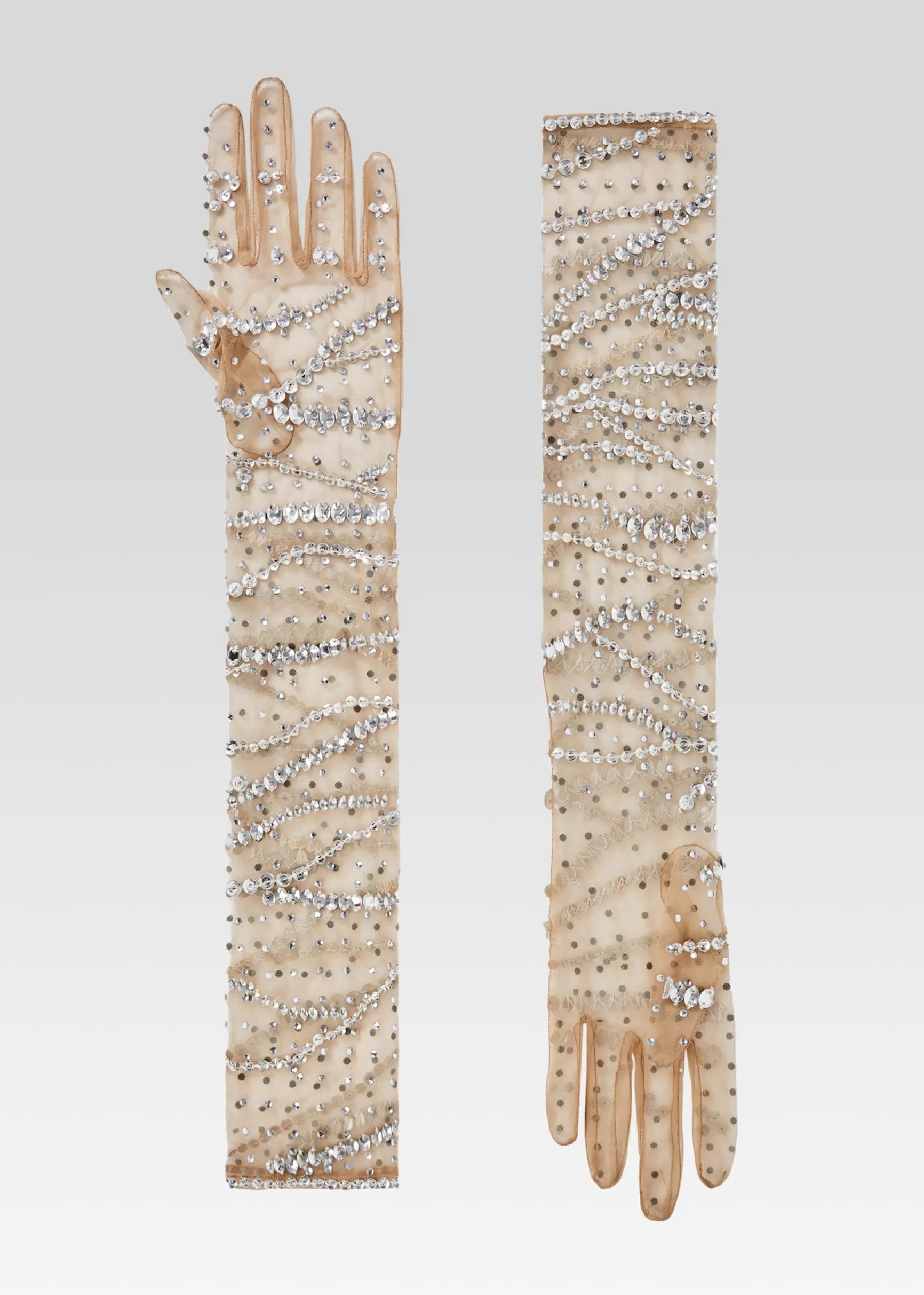 Sheer Bliss*Retrofete Lyric Embellished Gloves Tannin