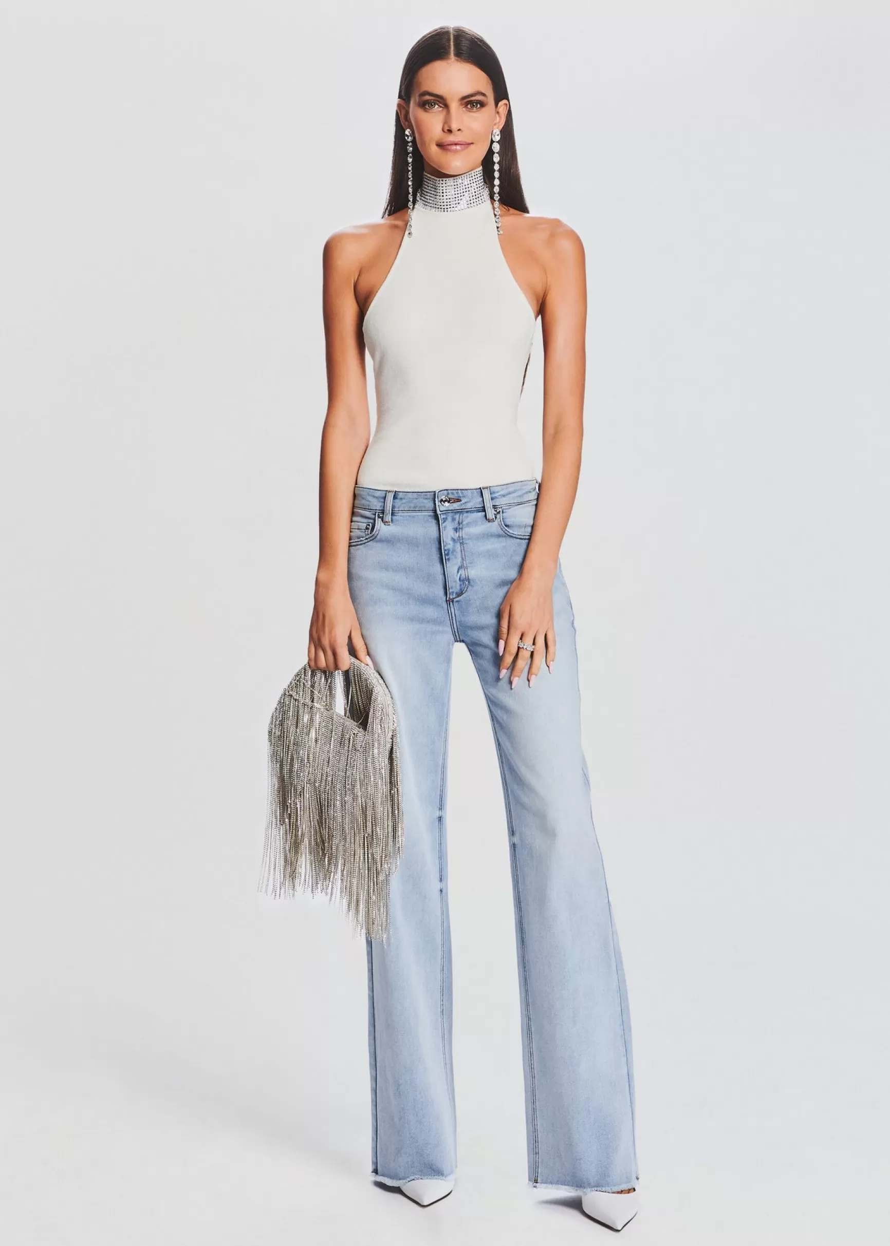 Bachelorette Party*Retrofete Maci Embellished Knit Bodysuit White