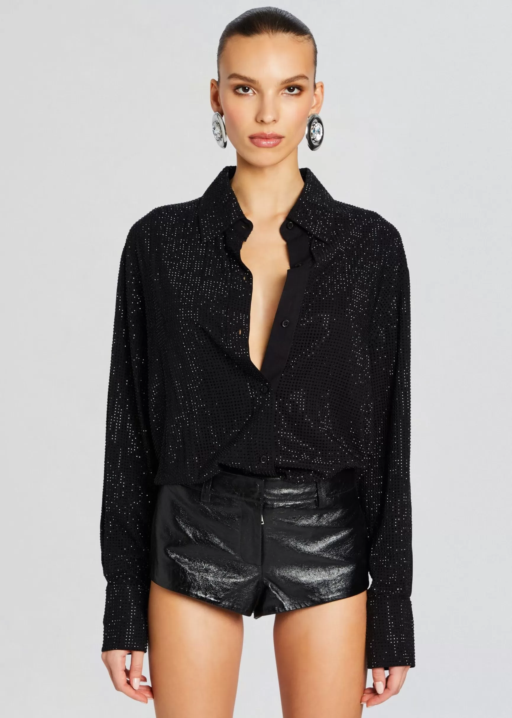 RETROFÊTE*Retrofete Maddox Embellished Shirt Black