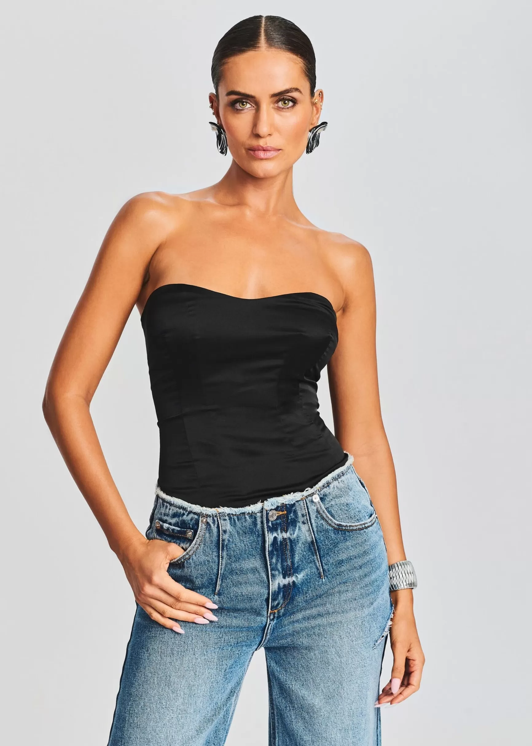 RETROFÊTE*Retrofete Mads Silk Bustier Black
