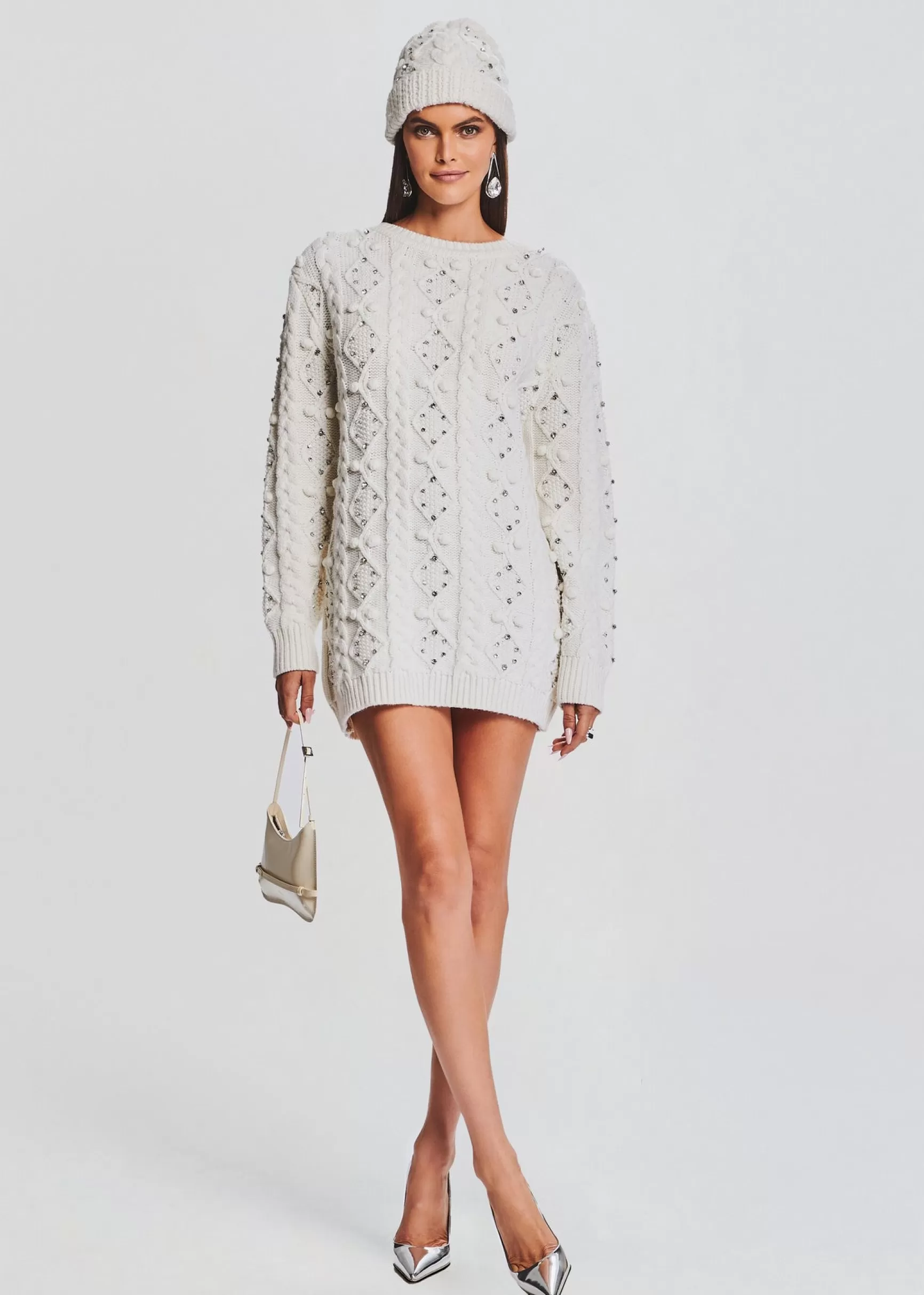 Day to Night*Retrofete Maple Embellished Sweater Dress Ivory