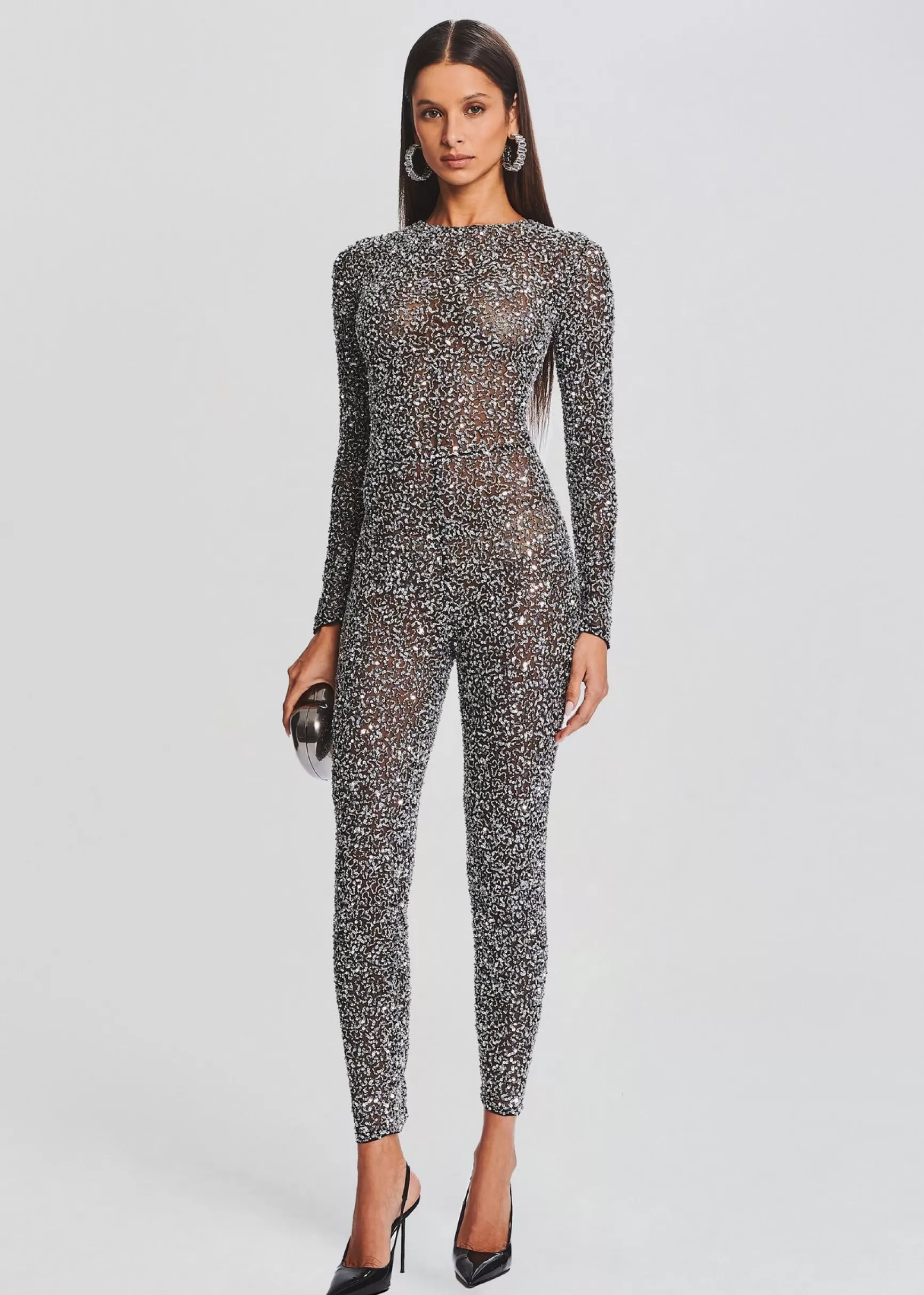 RETROFÊTE*Retrofete Marcel Sequin Jumpsuit Black/Silver