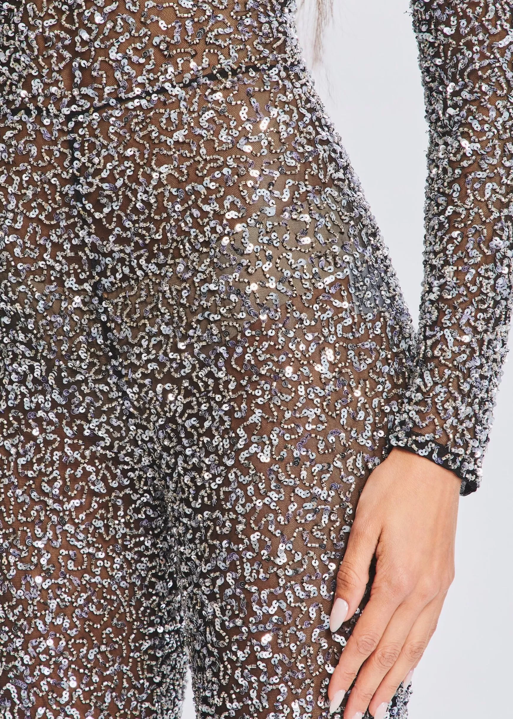 RETROFÊTE*Retrofete Marcel Sequin Jumpsuit Black/Silver