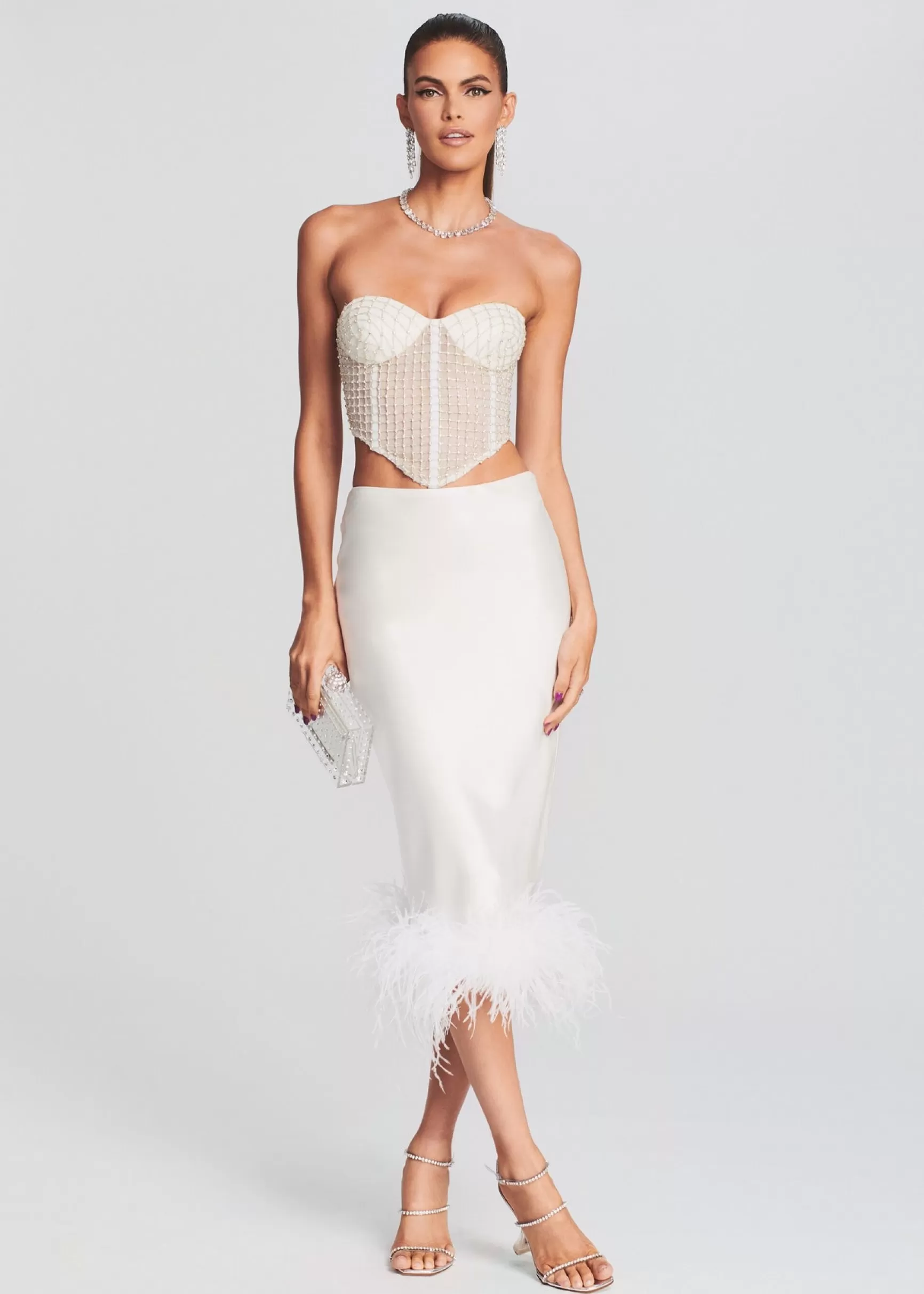 Bridal Shower*Retrofete Margery Embellished Bustier Top White