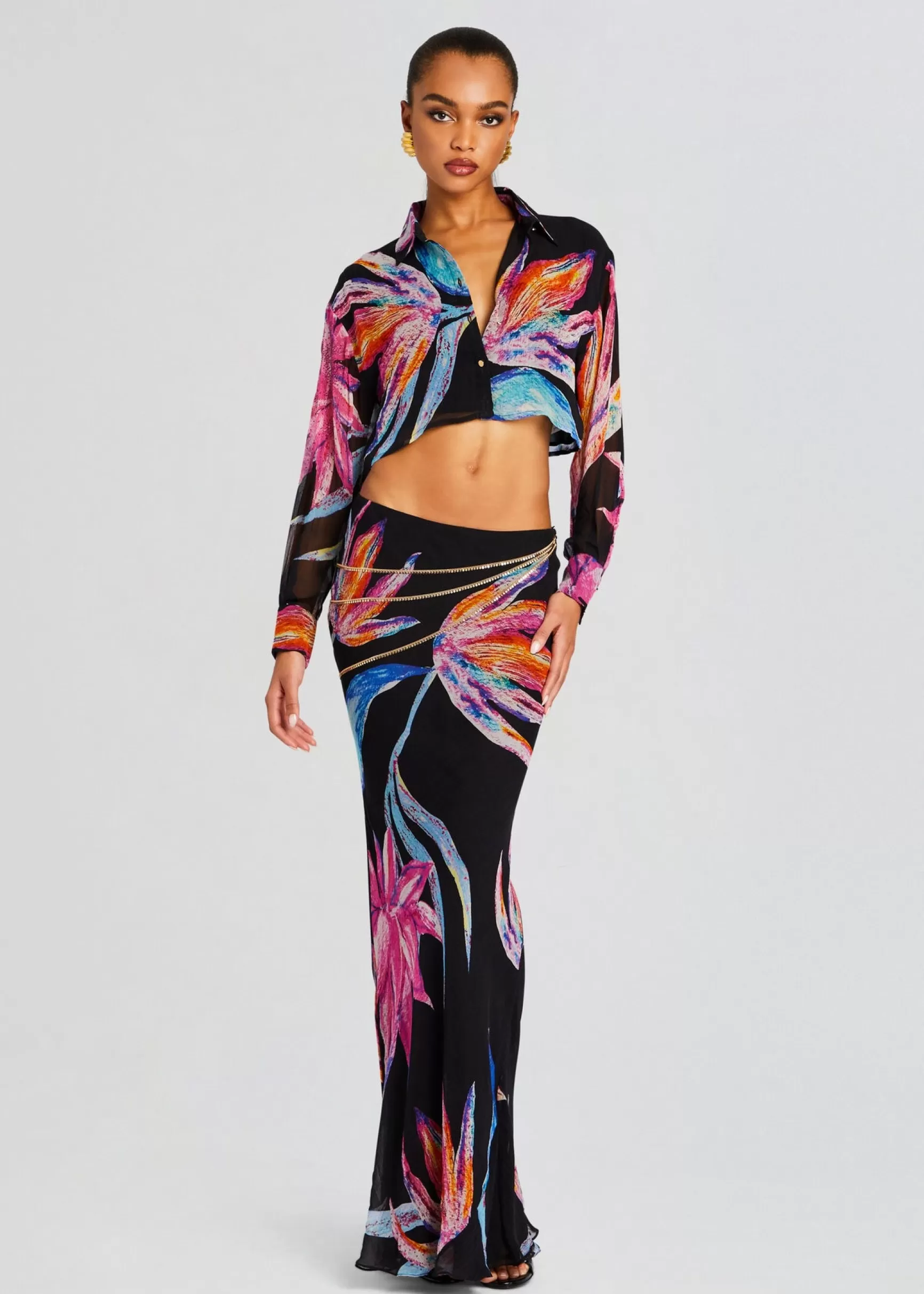 Tropical Hues*Retrofete Margo Crop Shirt Black