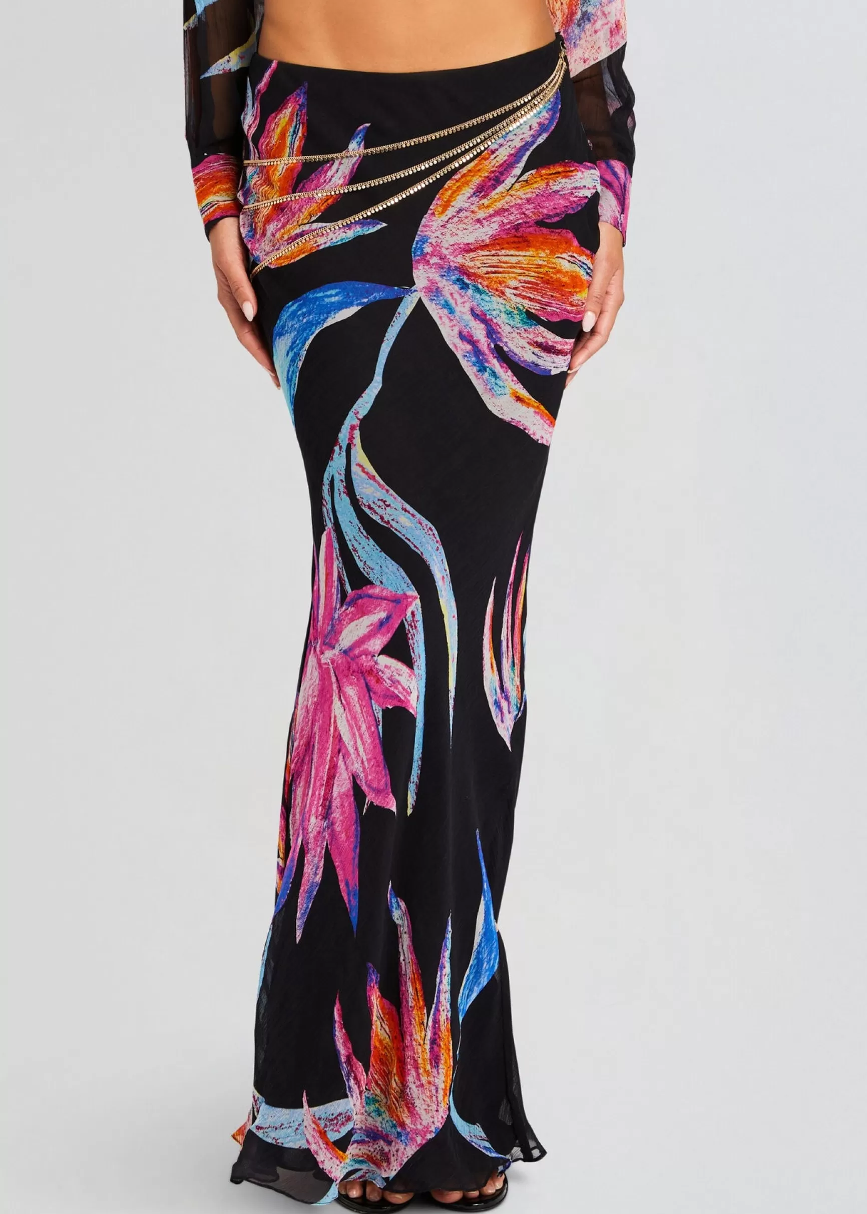 Tropical Hues*Retrofete Margo Maxi Skirt Black