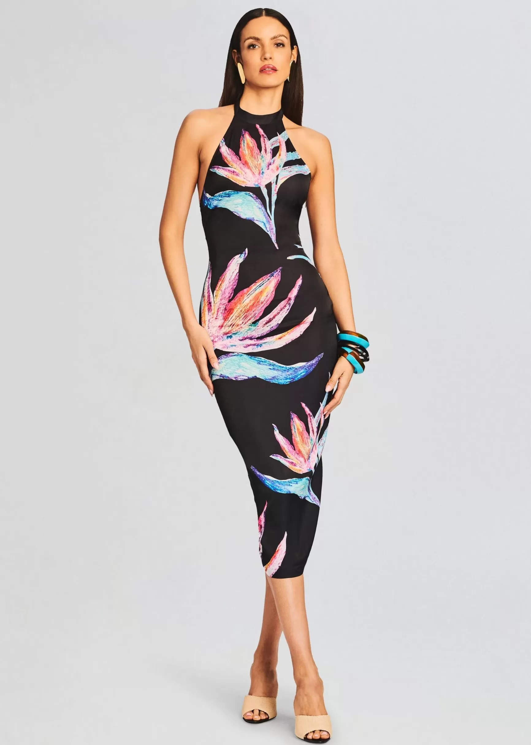 Tropical Hues*Retrofete Margo Midi Dress Black