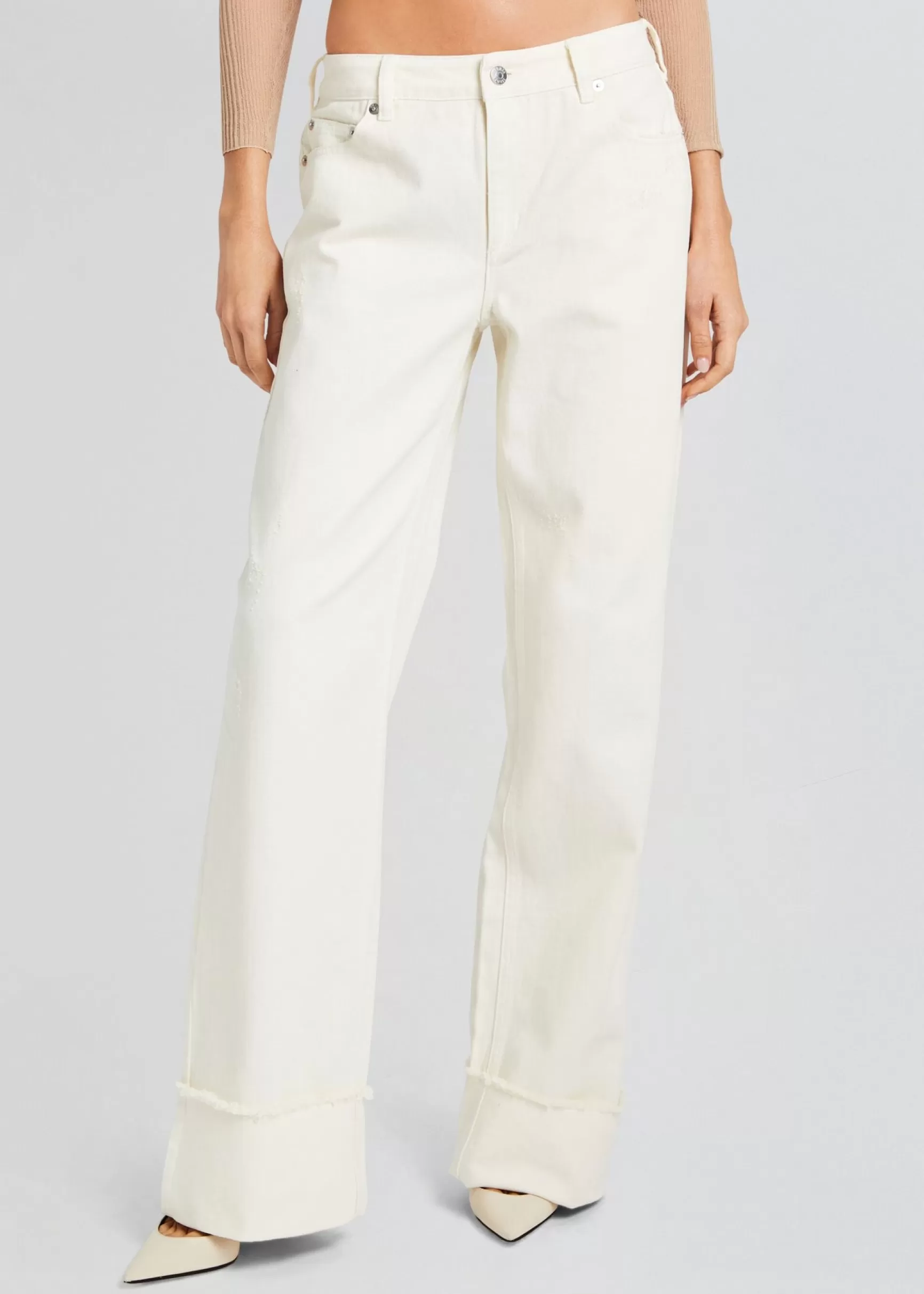 Bottoms*Retrofete Margot Cuffed Boyfriend Jean Off White